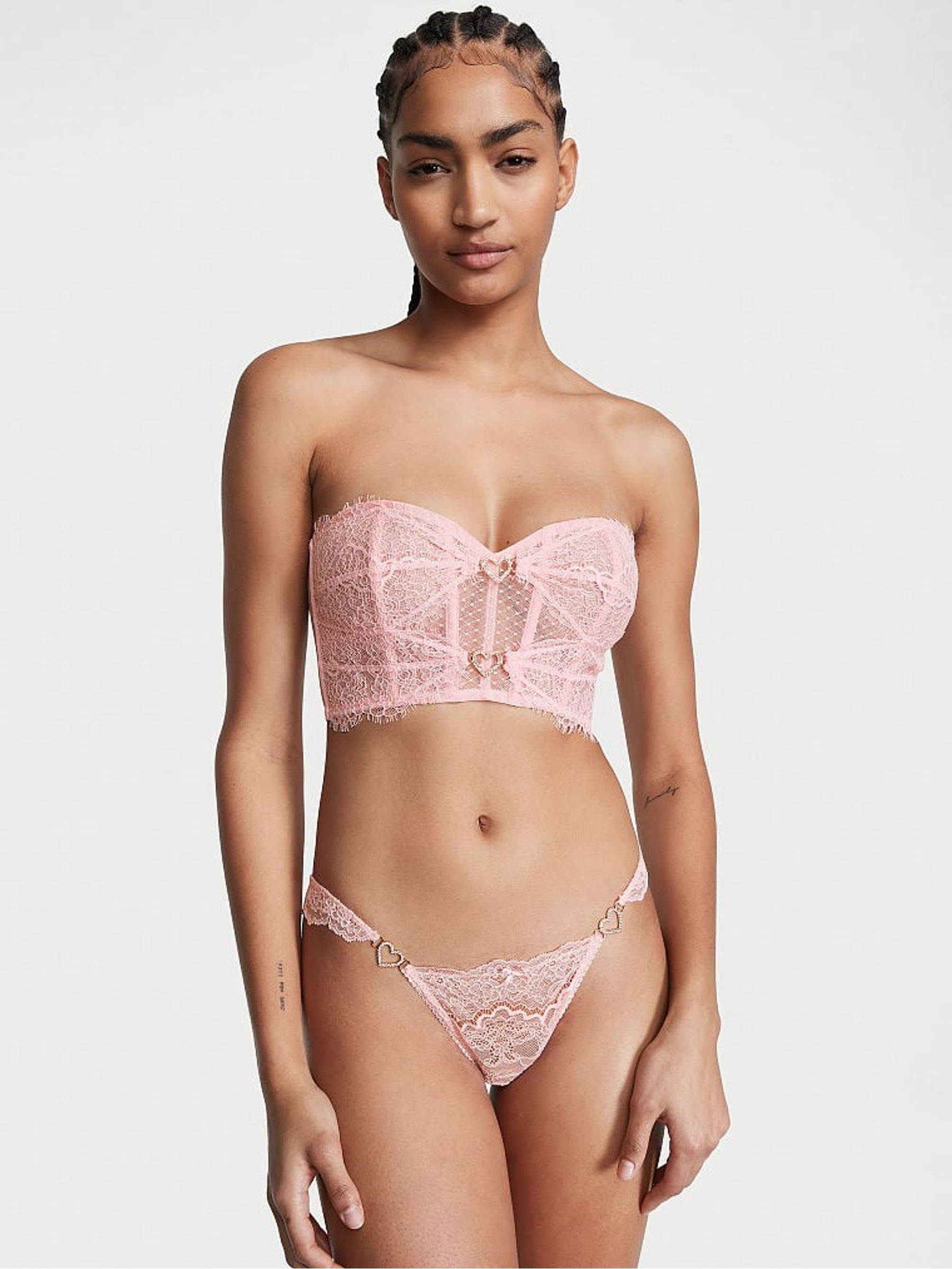 Pretty Blossom Pink Heart Corset Bra Top - Image 3 of 4