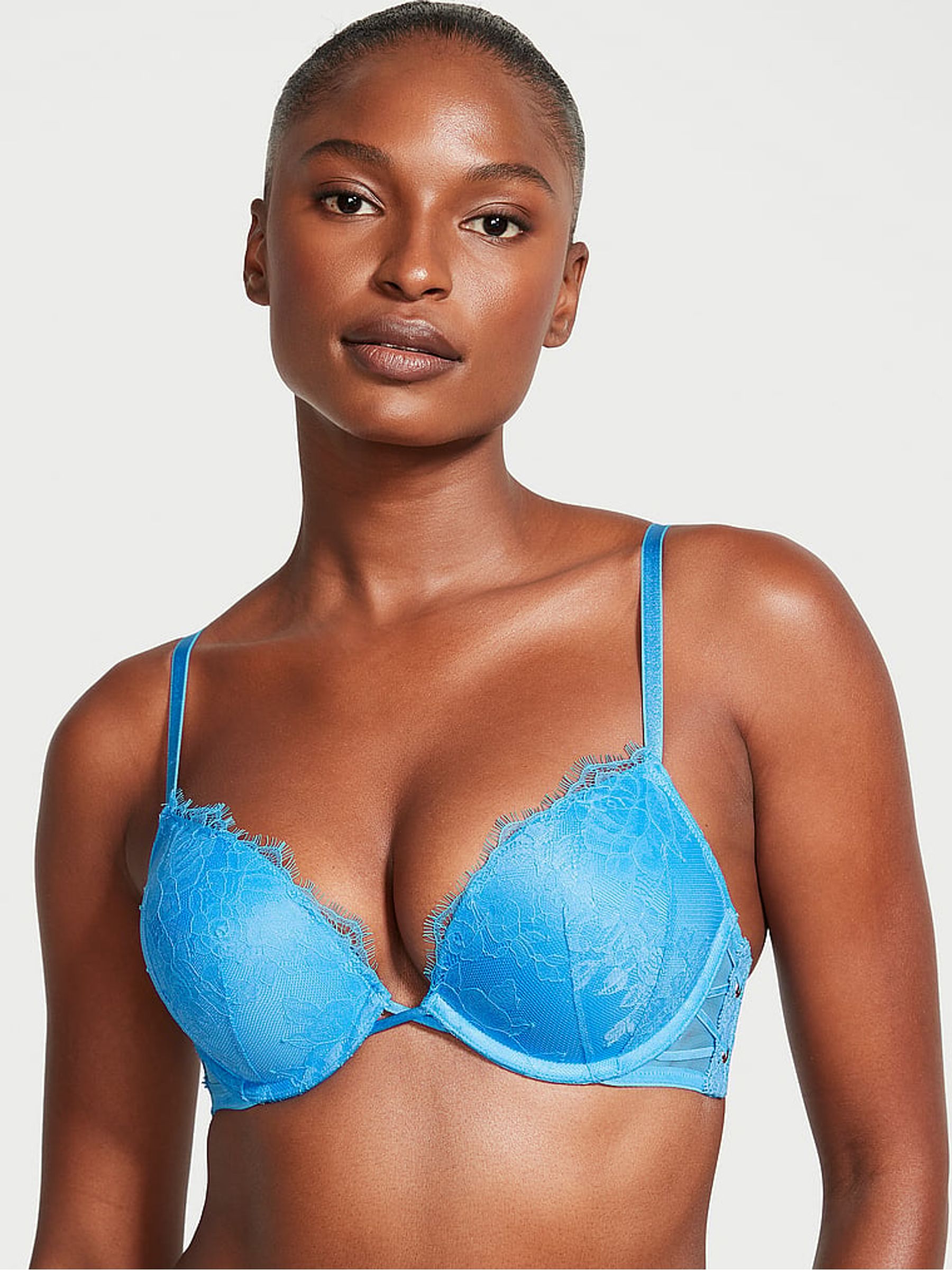 Capri Blue Add 2 Cups Push Up Eyelet Lace Bra - Image 1 of 3
