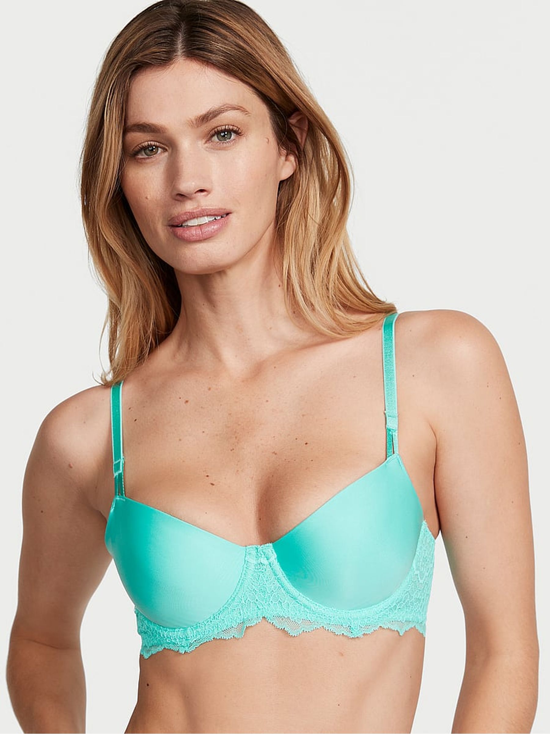 Aquarius Blue Smooth Unlined Balcony Bra - Image 1 of 4