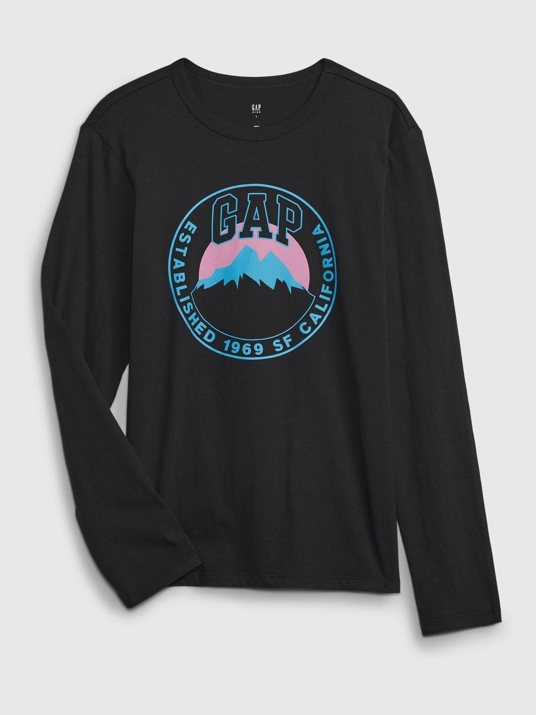 Black Round Neck Long Sleeve Graphic T-Shirt - Image 1 of 1 Black Round Neck Long Sleeve Graphic T-Shirt - Image 1 of 1