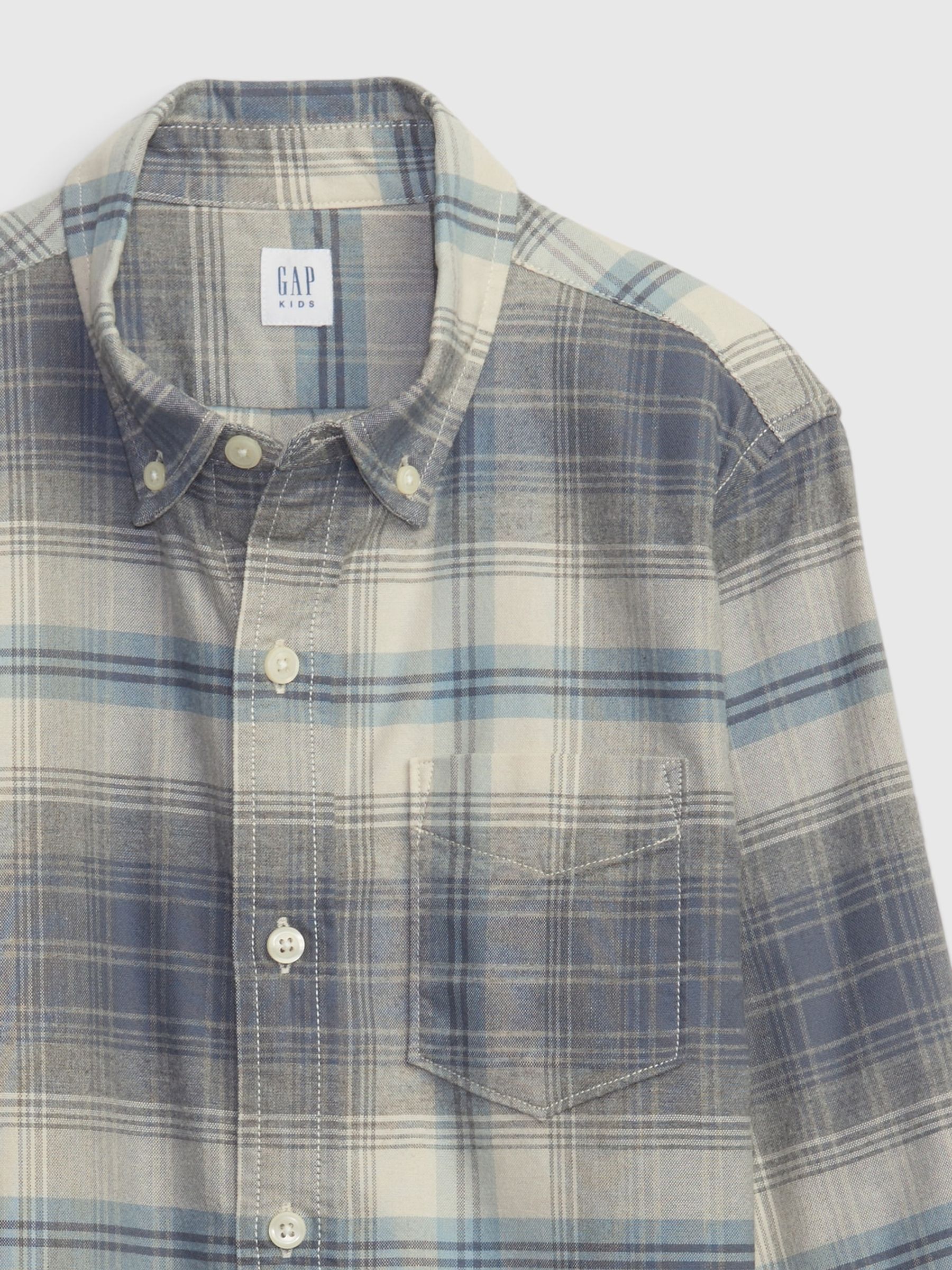 Grey Brushed Oxford Long Sleeve Shirt (4-13yrs) - Image 3 of 3