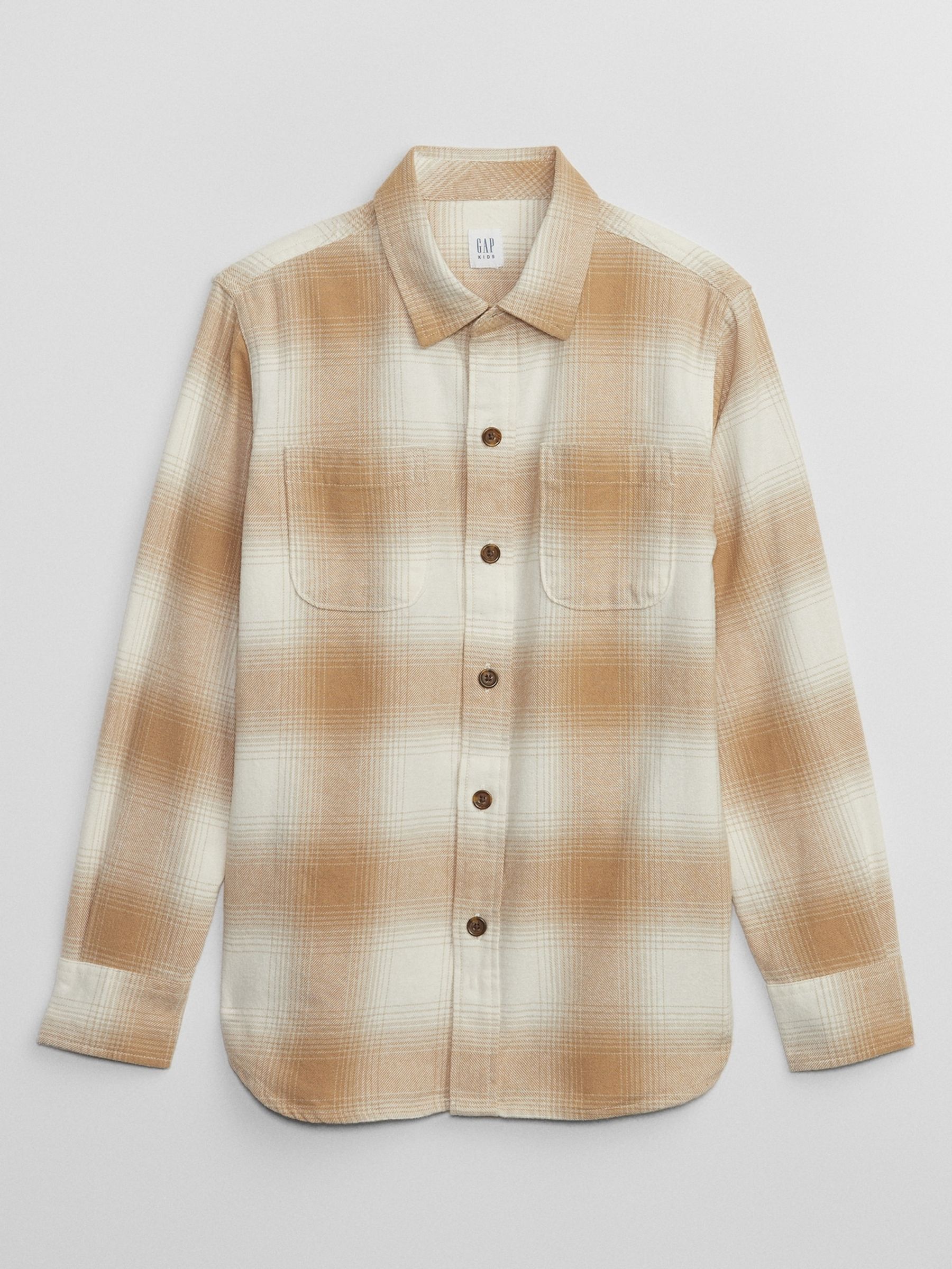 Beige Check Flannel Long Sleeve Shirt (4-13yrs) - Image 1 of 1