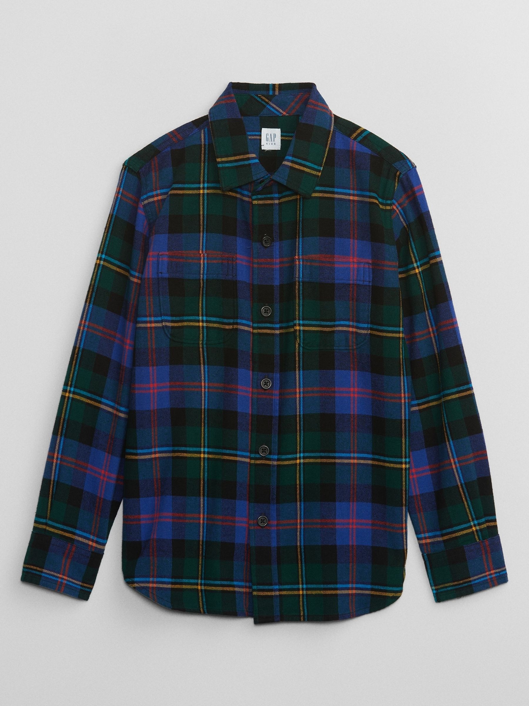 Blue Check Flannel Long Sleeve Shirt (4-13yrs) - Image 1 of 2