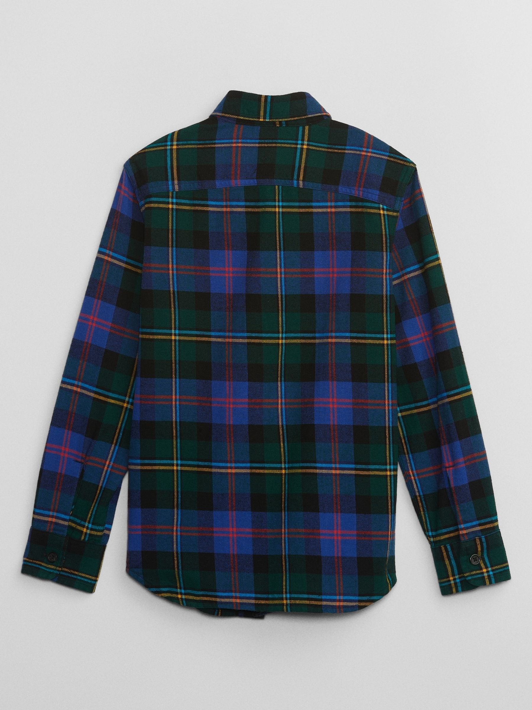 Blue Check Flannel Long Sleeve Shirt (4-13yrs) - Image 2 of 2
