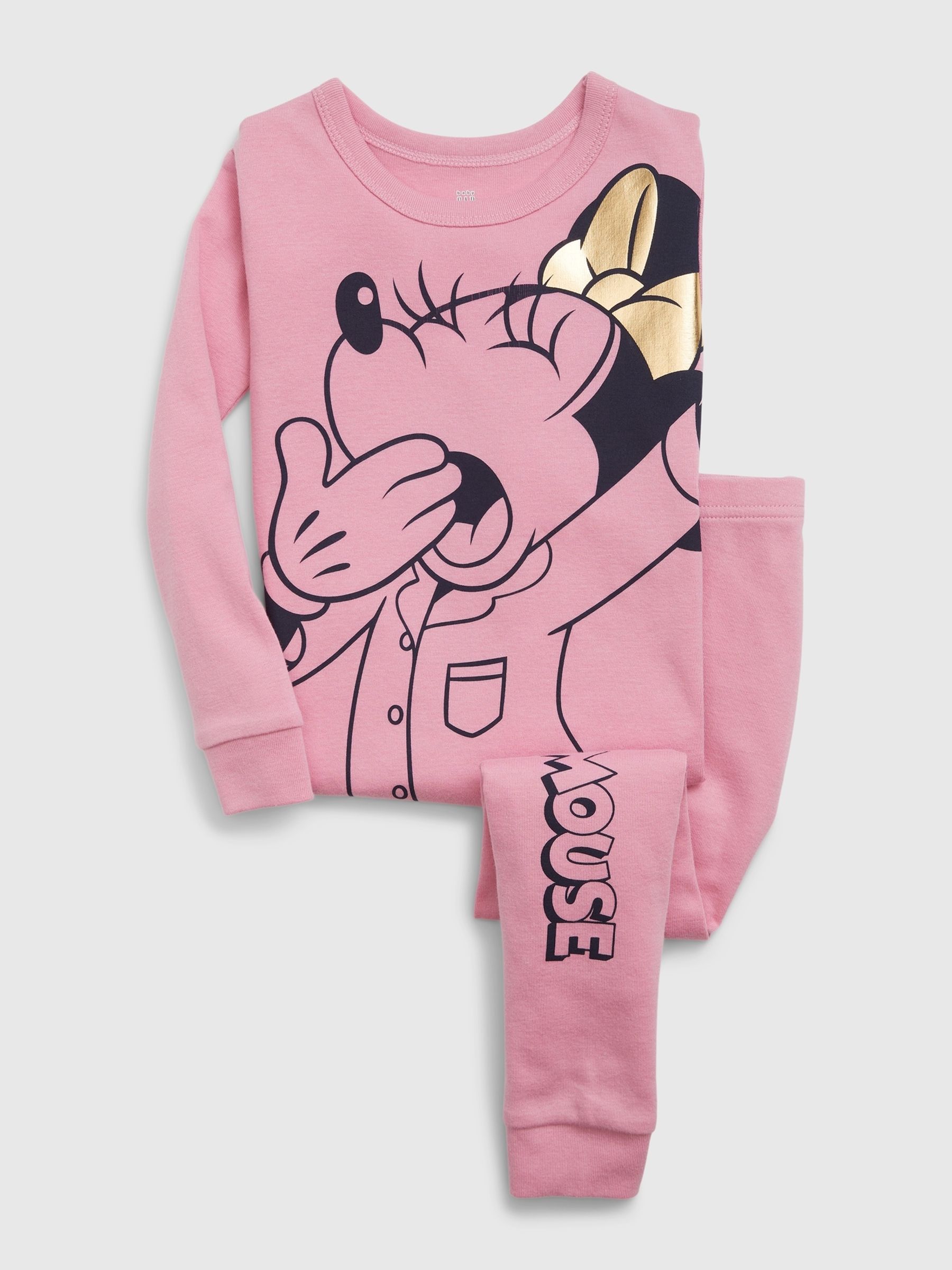 Pink Disney Minnie Mouse Organic Cotton Disney Long Sleeve Pyjama Set (12mths-5yrs) - Image 1 of 2