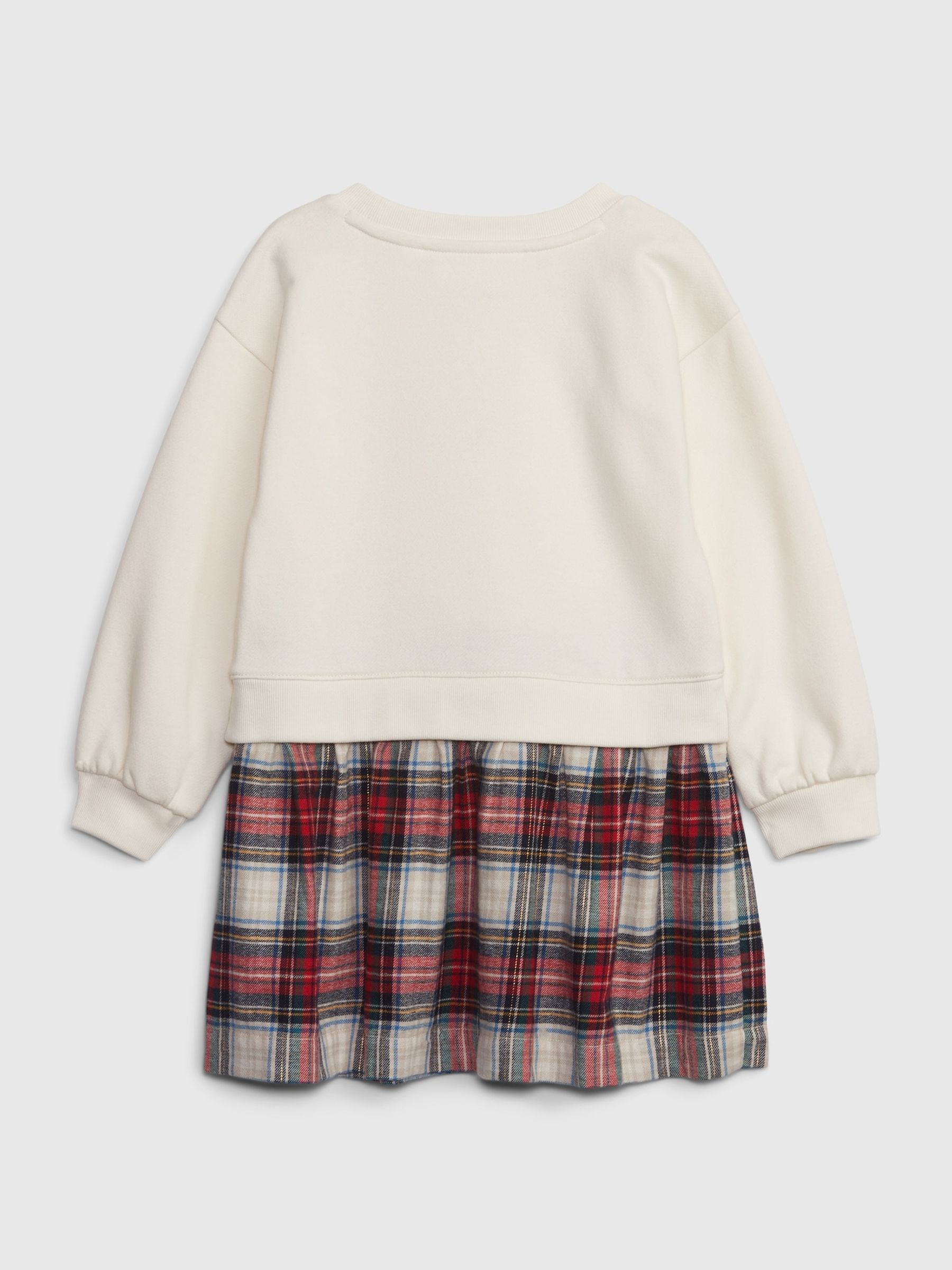 Cream & Red Check Disney 2-in-1 Sweatshirt Dress (12mths-5yrs) - Image 2 of 3