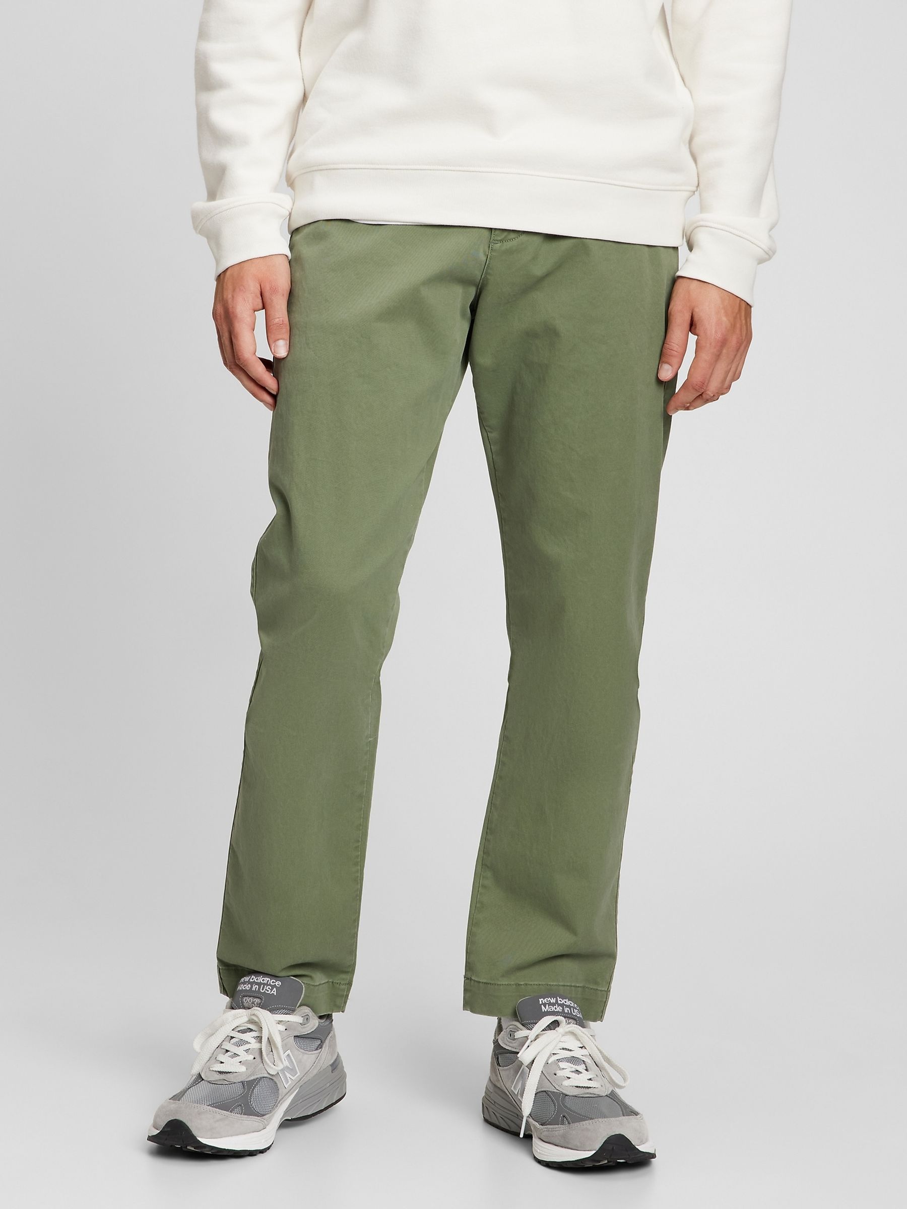 Green Straight Taper Fit Essential Chinos - Image 1 of 4