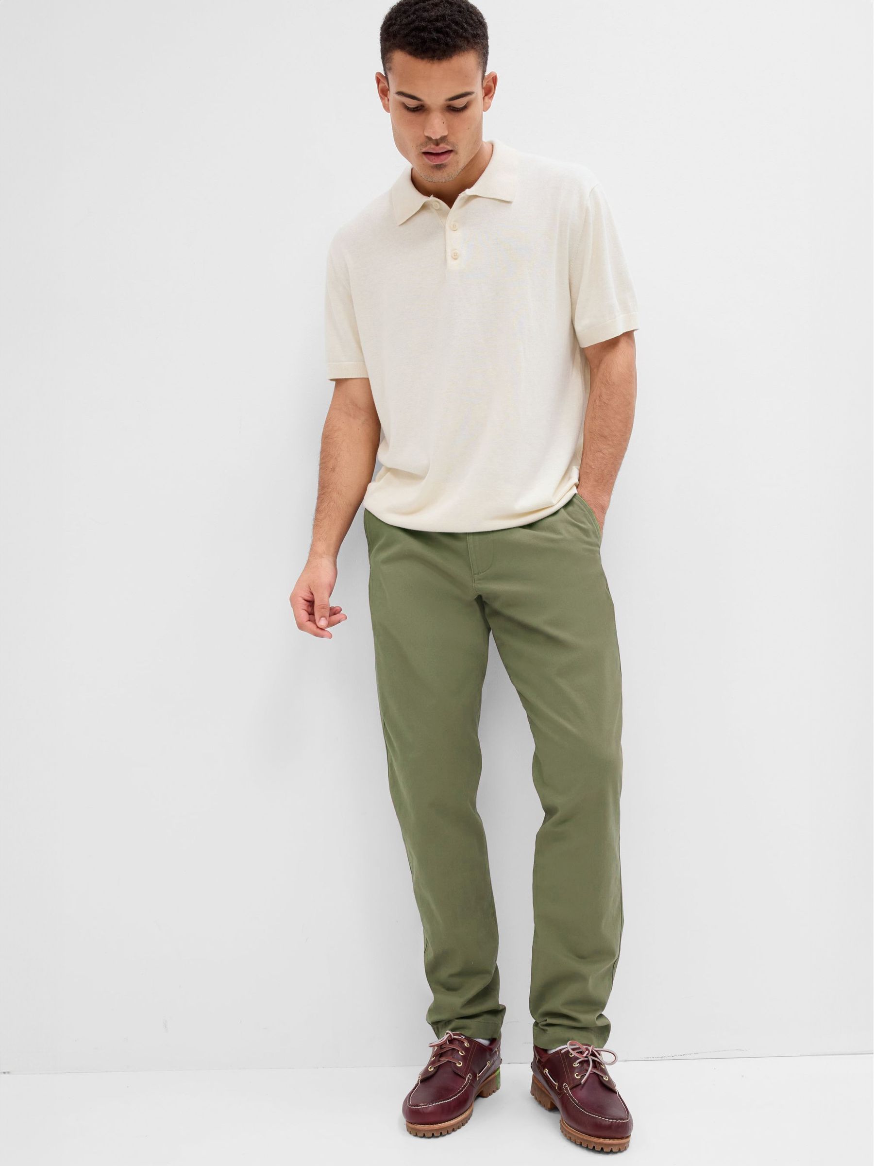 Green Straight Taper Fit Essential Chinos - Image 3 of 4