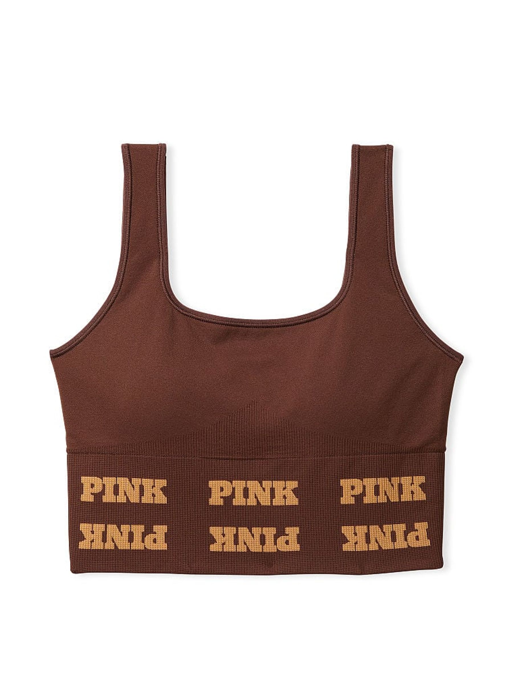 Ganache Brown Seamless Logo Low Impact Sports Bra - Image 3 of 3