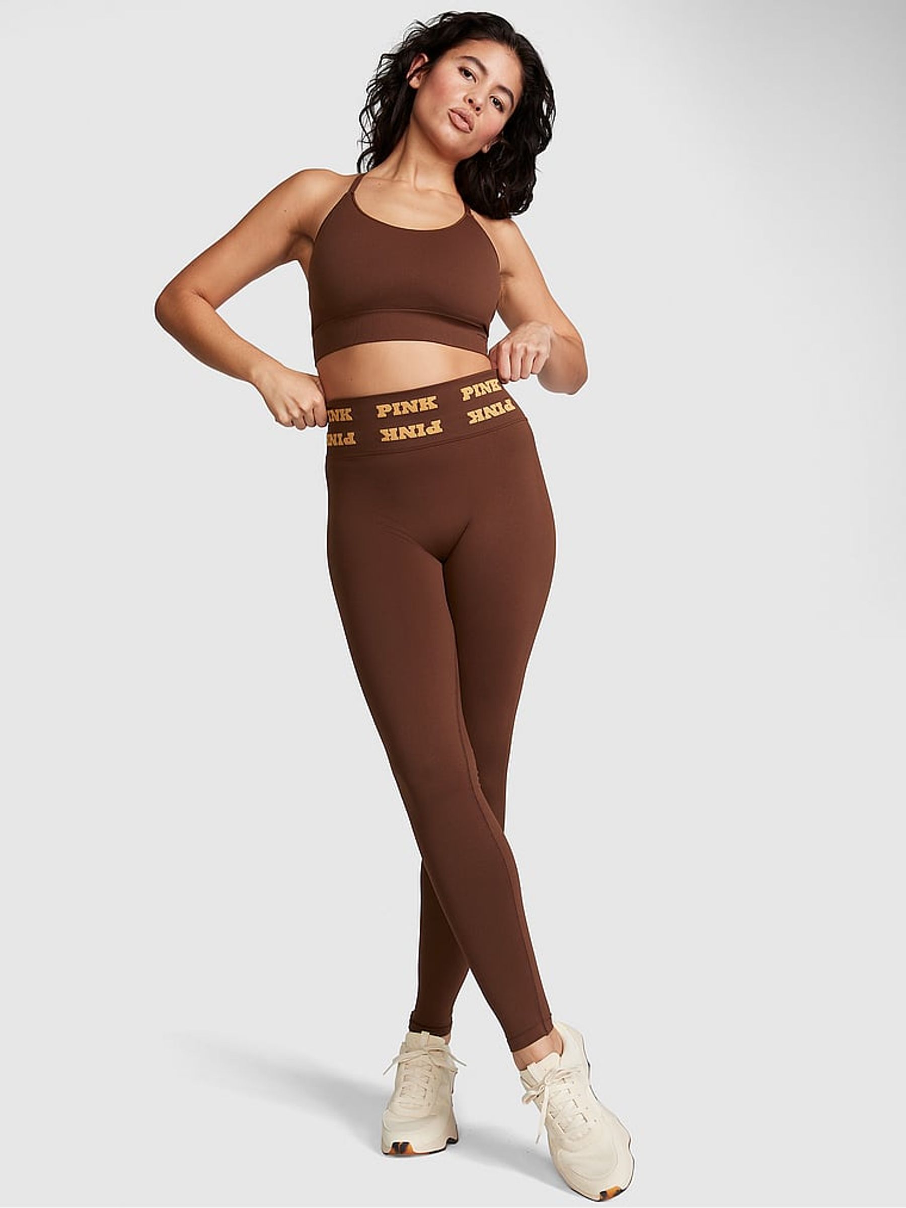 Ganache Brown Logo Seamless Legging - Image 1 of 3