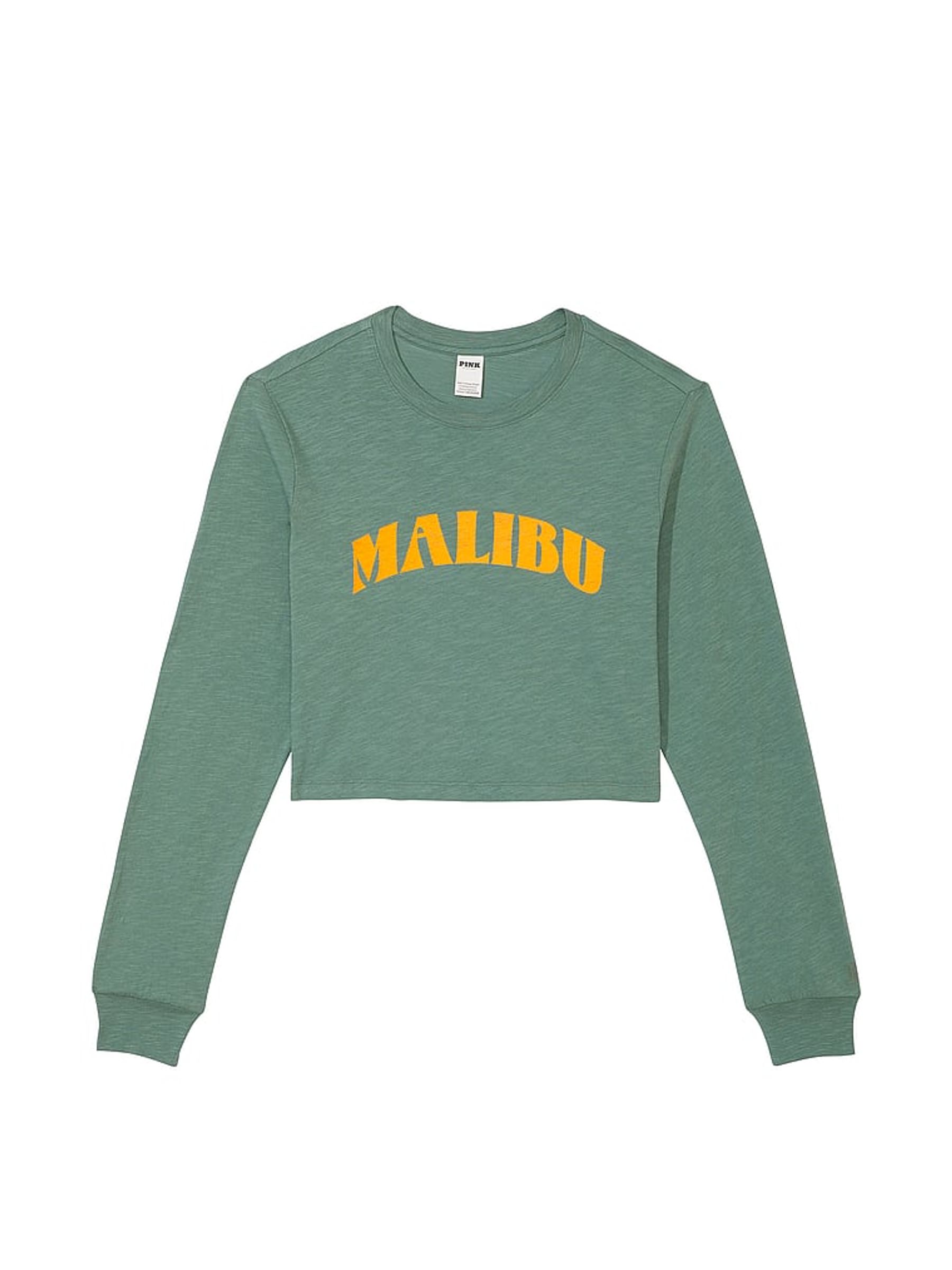 Fresh Forest Green Cotton Slub Cropped Boxy Long Sleeve T-Shirt - Image 3 of 3