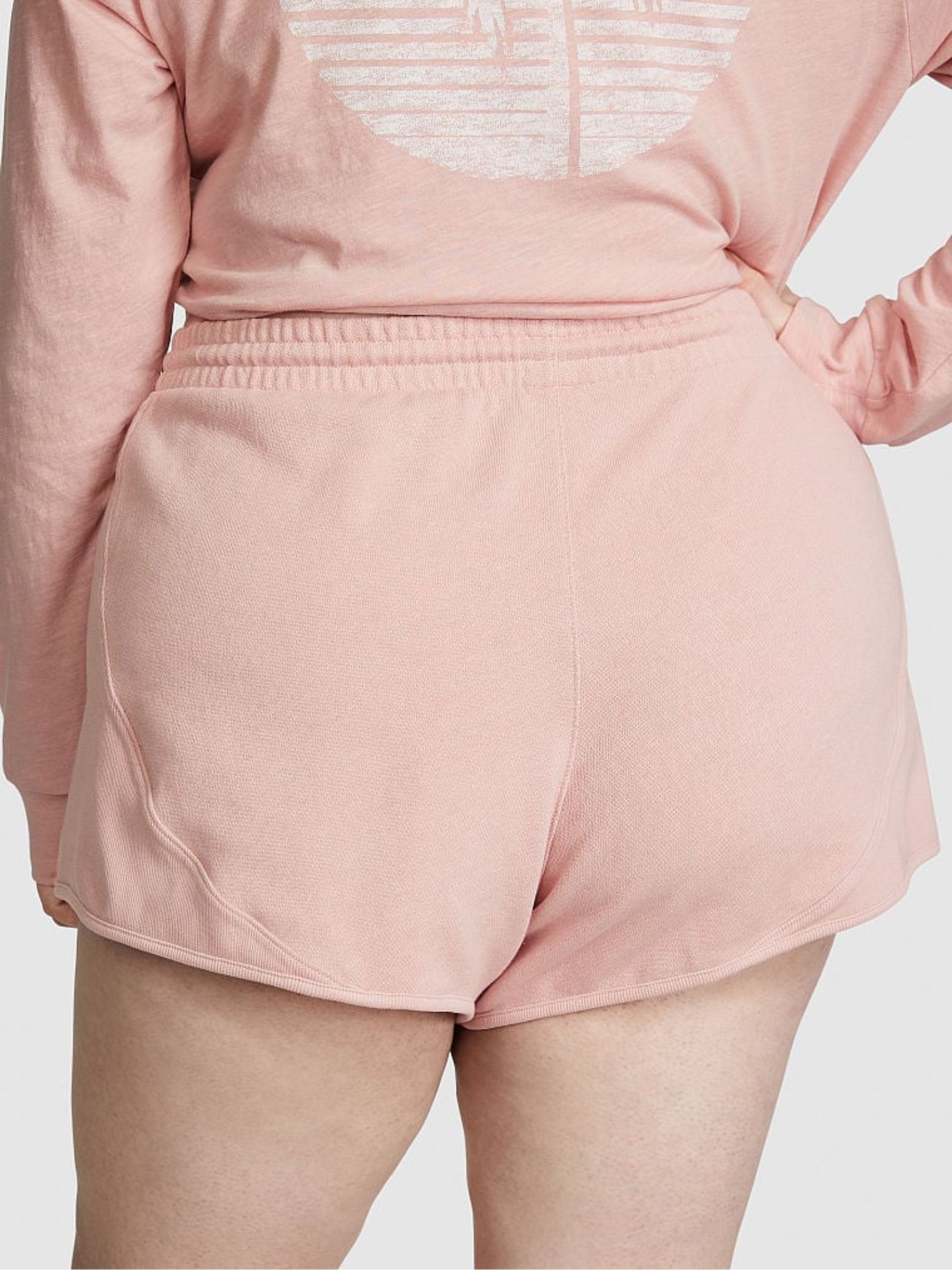 Wanna Be Pink Fleece Ribbed Cotton Shorts - Image 2 of 3