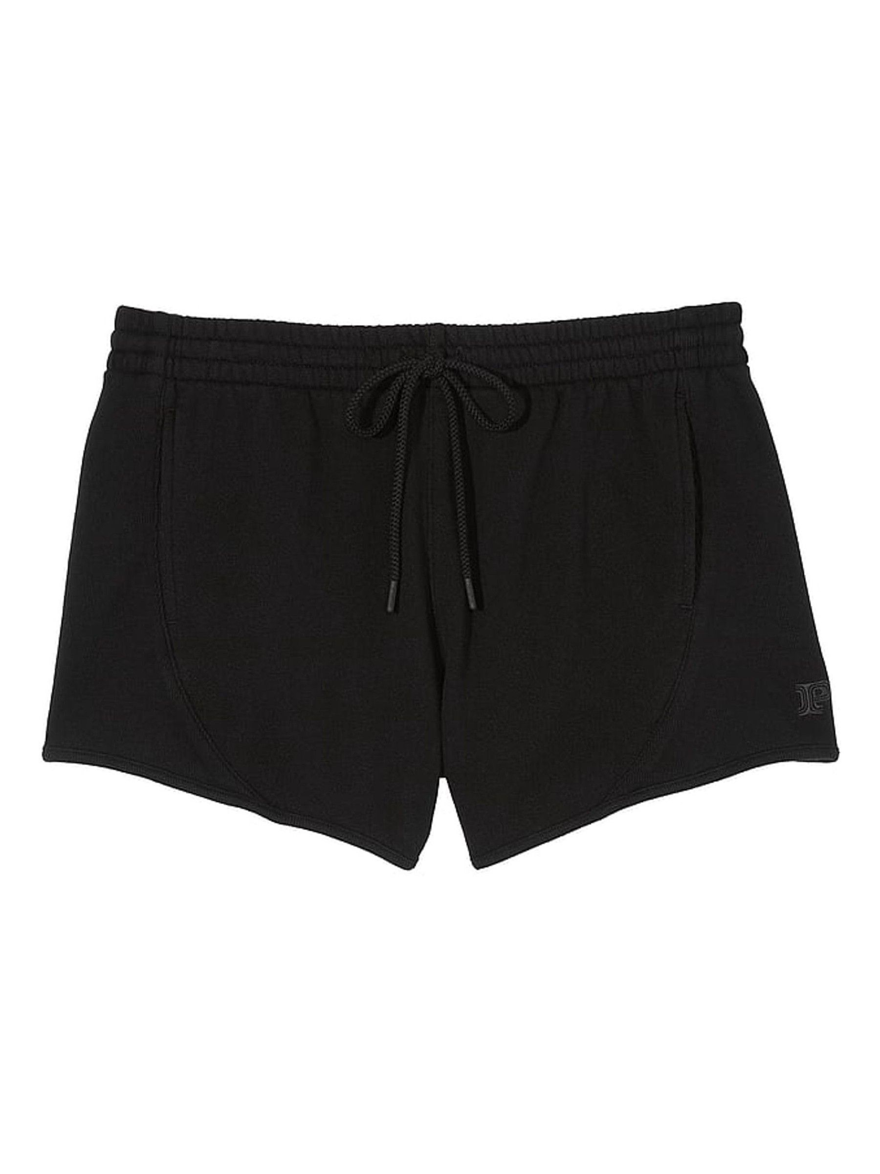 Pure Black Fleece Ribbed Cotton Shorts - Image 3 of 3