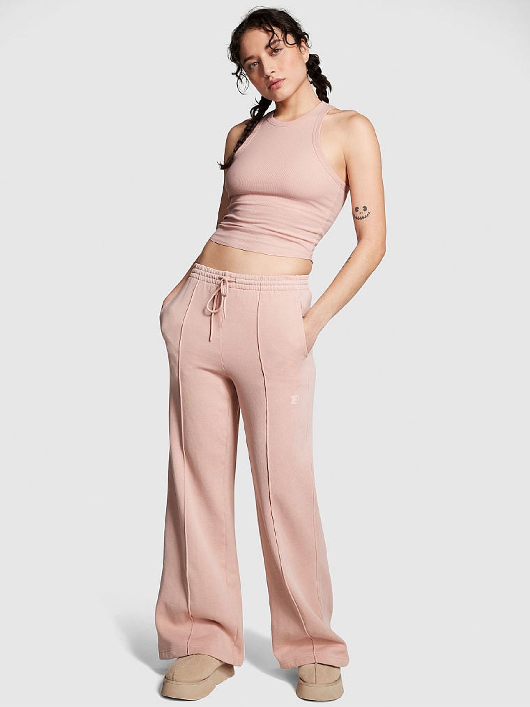Wanna Be Pink Wide Leg Fleece Jogger - Image 1 of 3