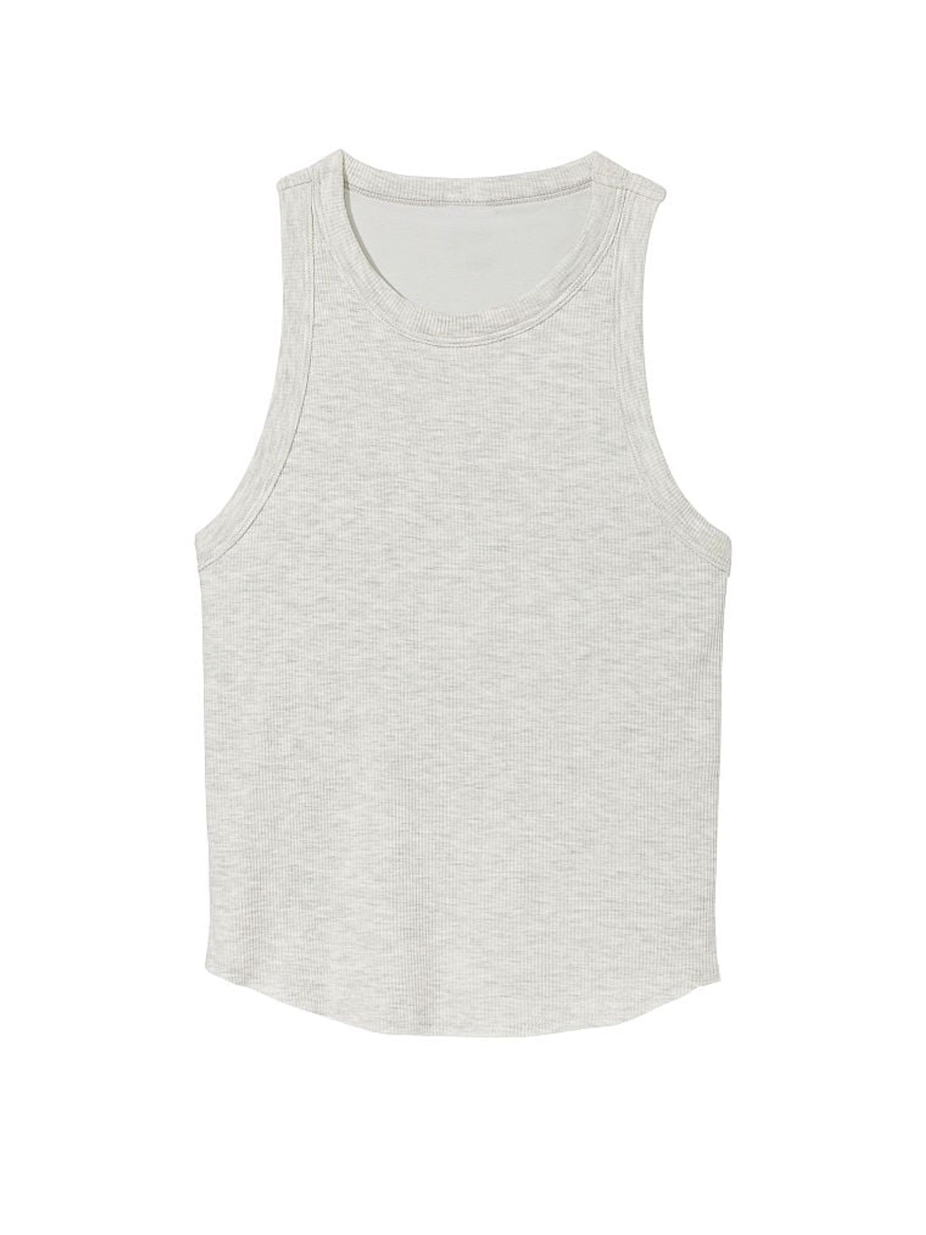 Heather Stone Grey High Neck Shrunken Rib Tank Top