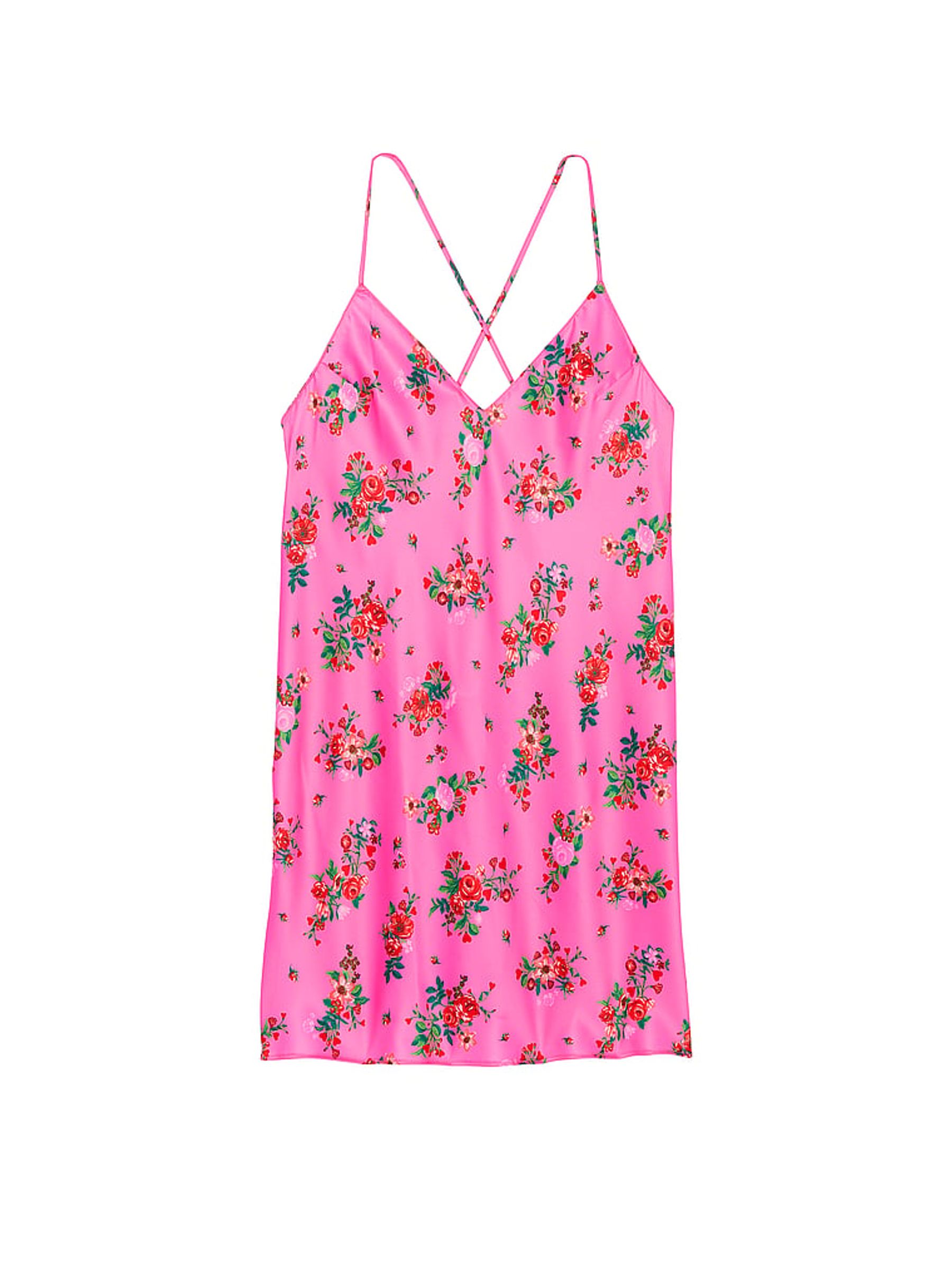Lovely Bouquet Pink Satin Open Back Slip - Image 3 of 3
