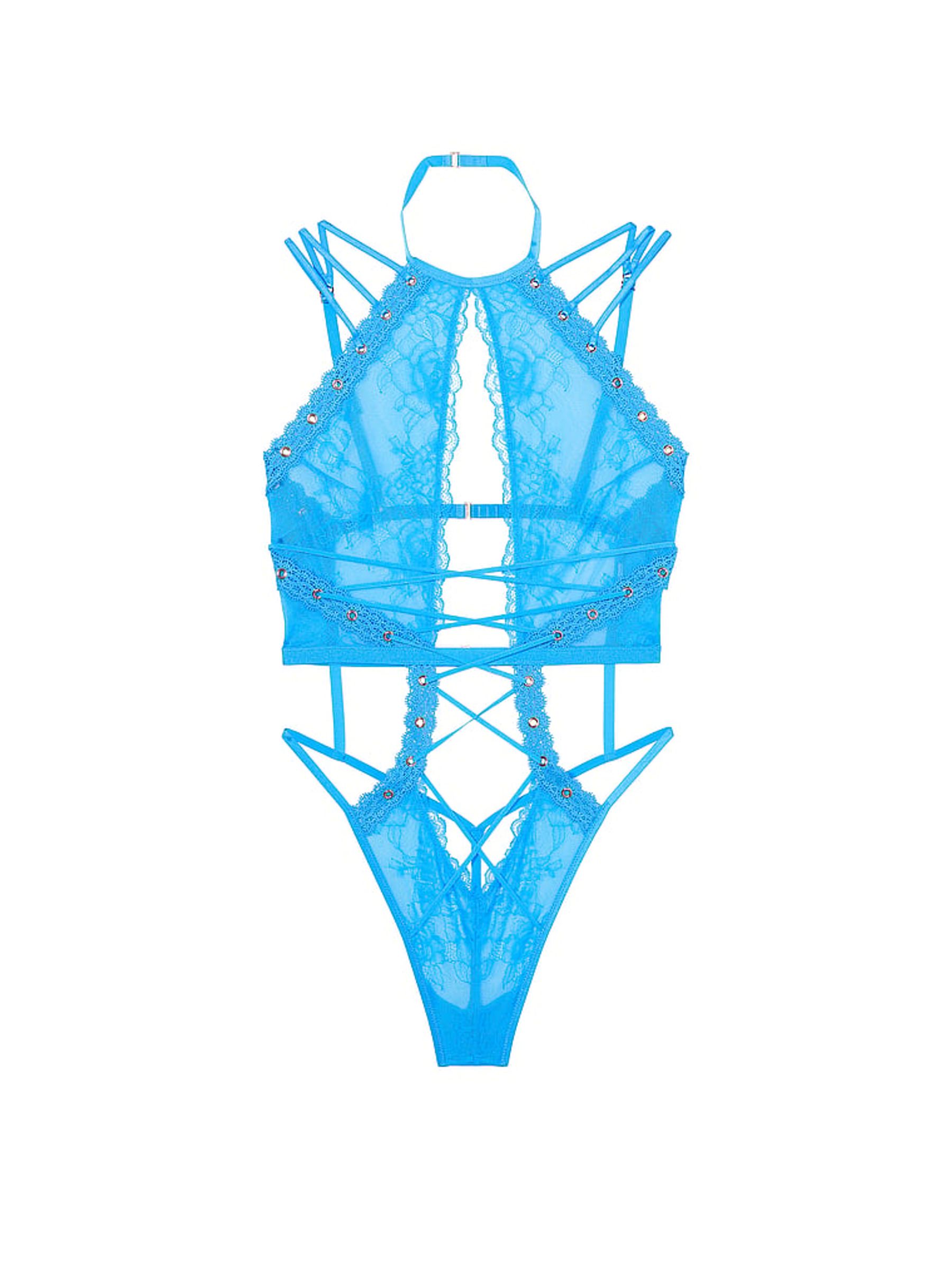 Capri Blue High Neck Eyelet Bodysuit - Image 3 of 3