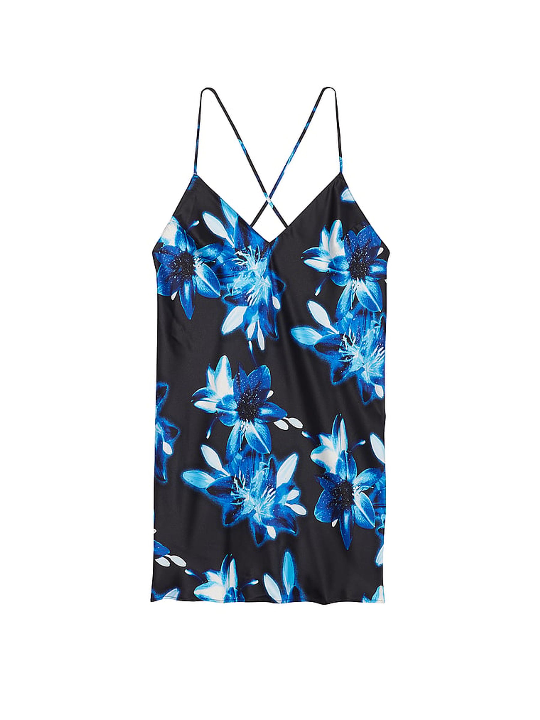 Dramatic Floral Black Satin Open Back Slip - Image 3 of 3