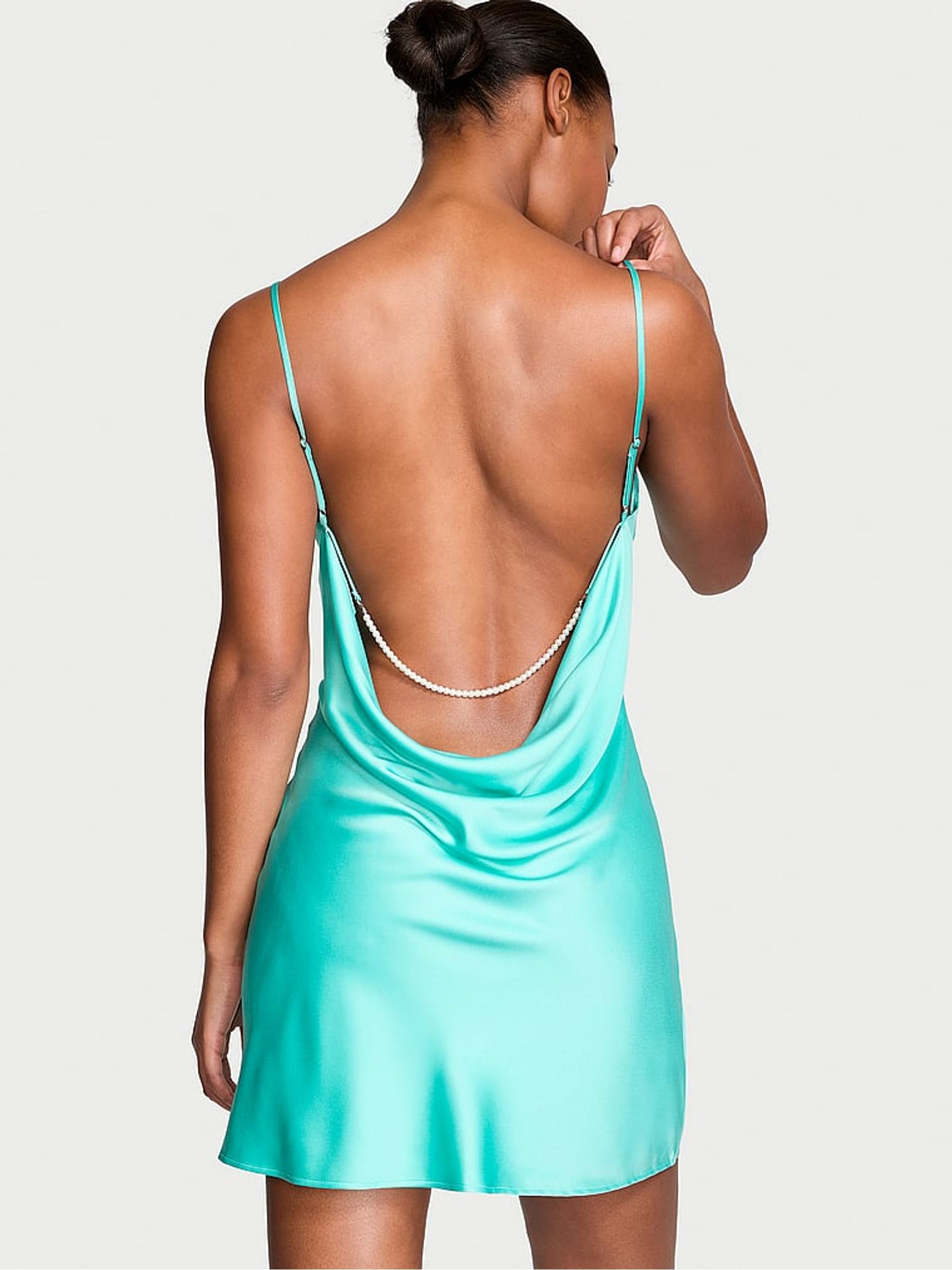 Aquarius Blue Pearl Strap Slip Dress - Image 2 of 2