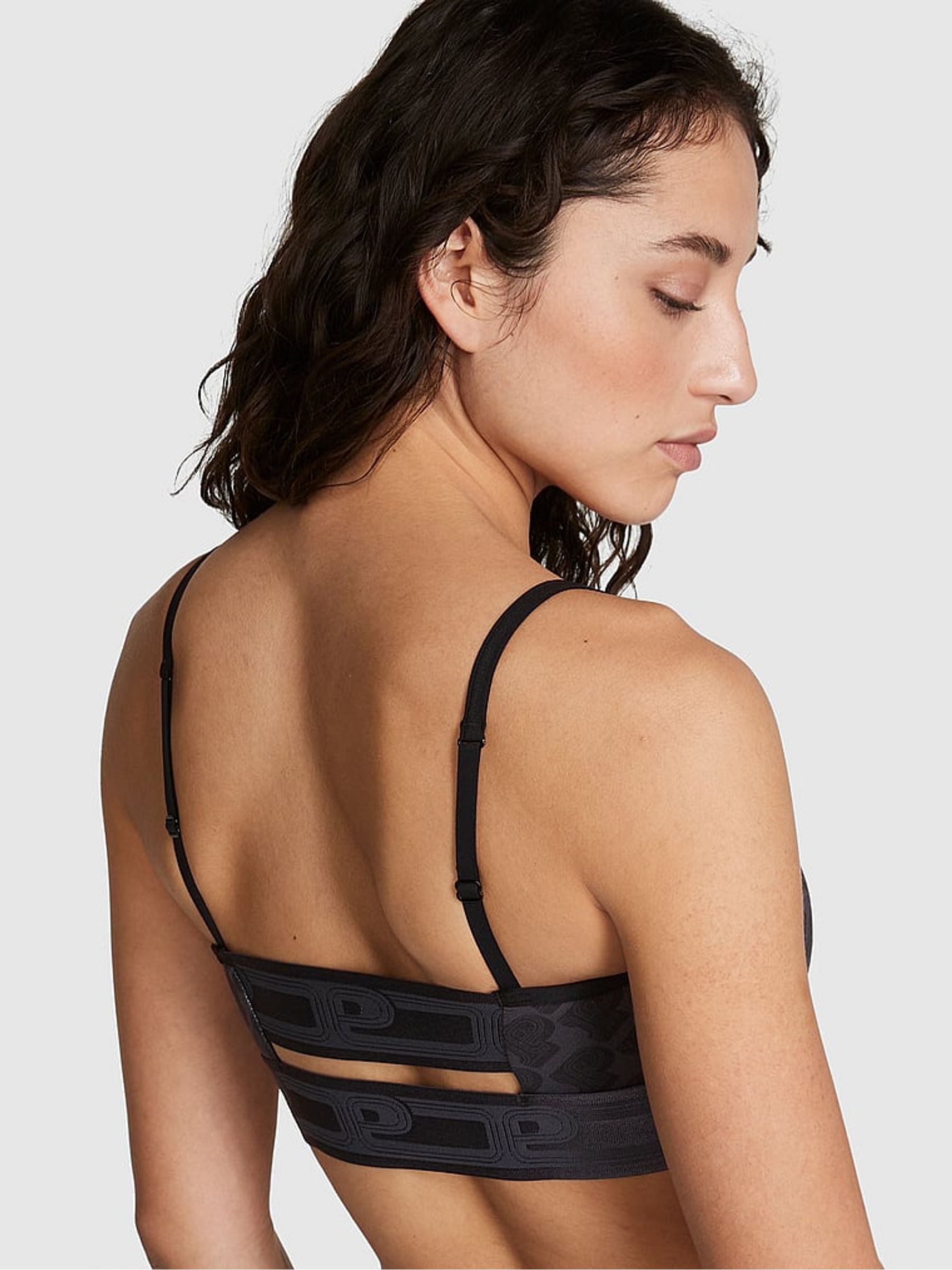 Warm Charcoal Grey Logo Non Wired Lightly Lined Low Impact Sports Bra - Image 2 of 4