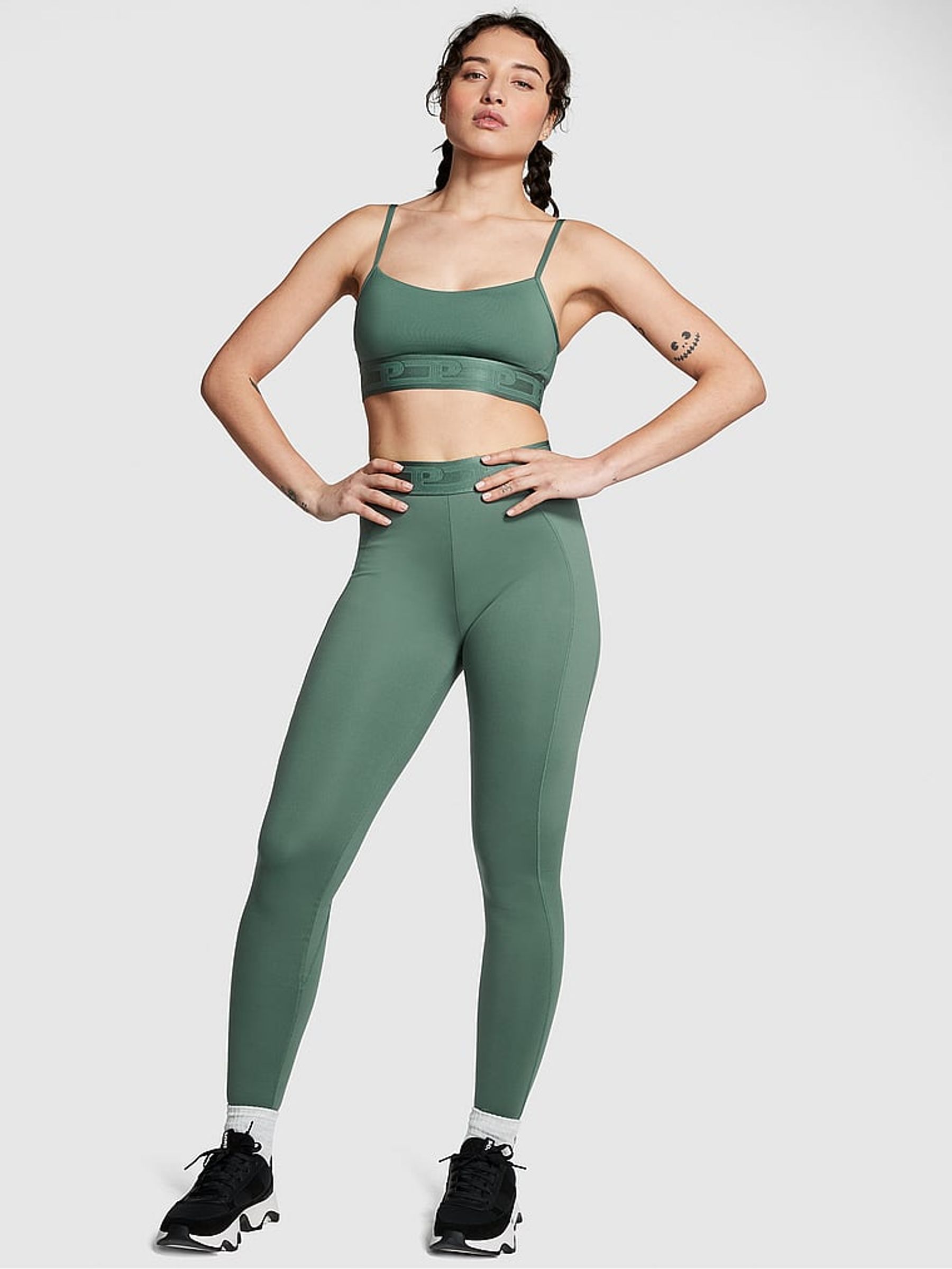 Fresh Forest Green Logo Non Wired Lightly Lined Low Impact Sports Bra - Image 2 of 4