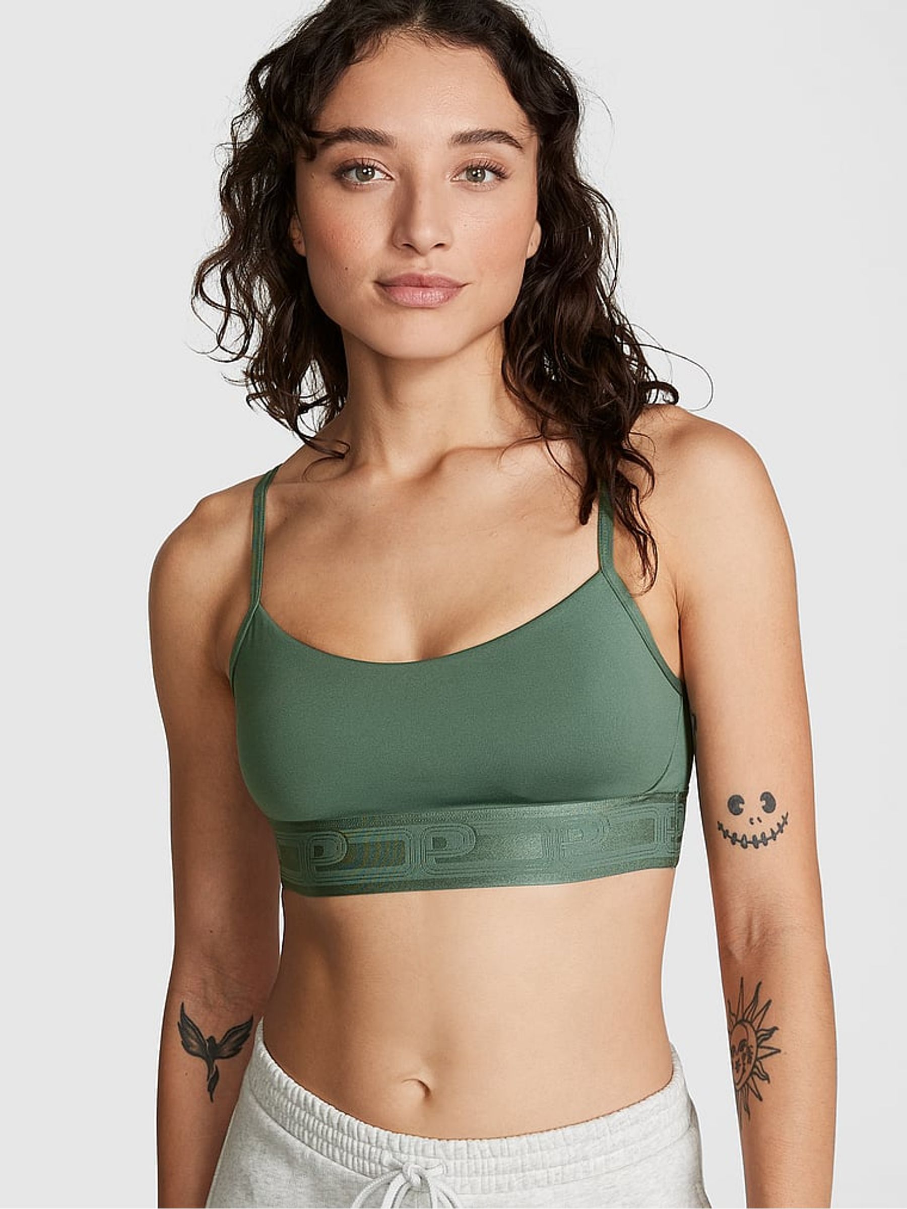 Fresh Forest Green Logo Non Wired Lightly Lined Low Impact Sports Bra - Image 3 of 4