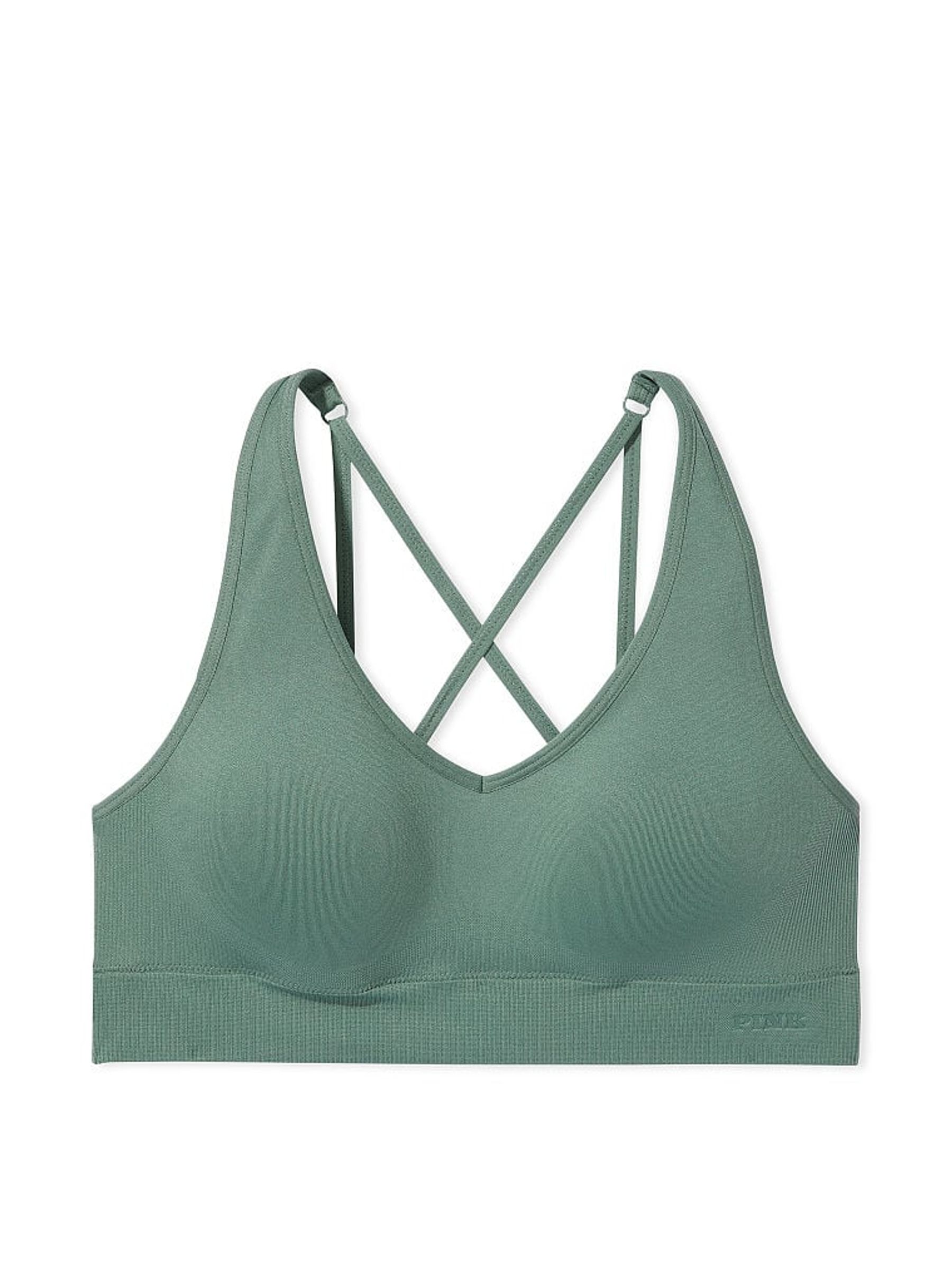 Fresh Forest Green Non Wired Lightly Lined Seamless Air Medium Impact Sports Bra - Image 3 of 3
