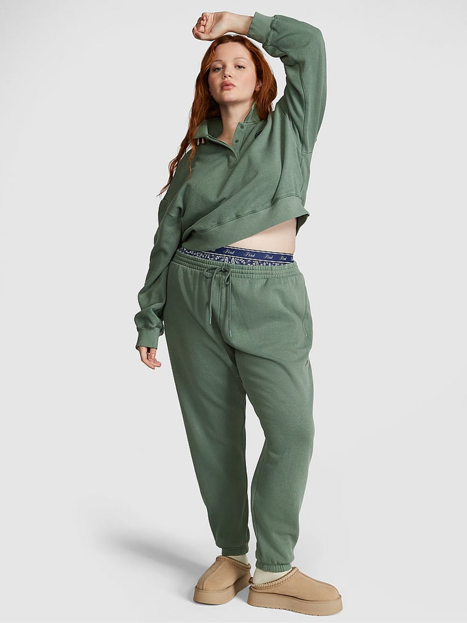 Fresh Forest Green Cuffed Fleece Jogger - Image 3 of 4