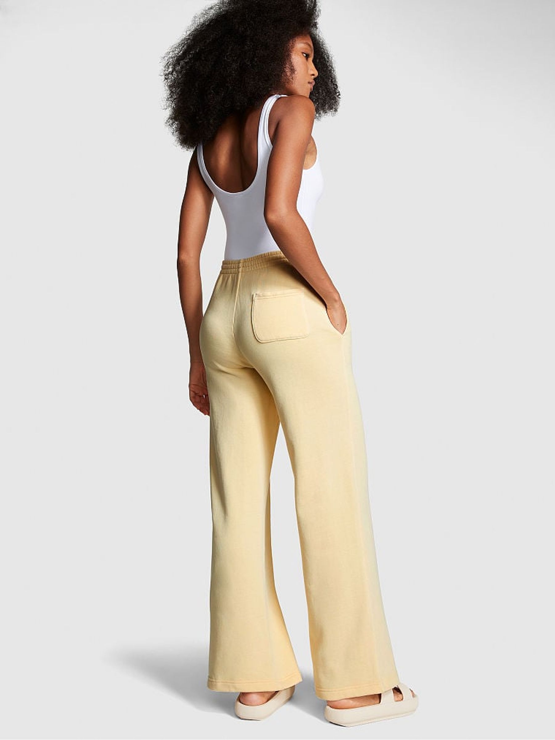 Honeysuckle Yellow Wide Leg Fleece Jogger - Image 2 of 3