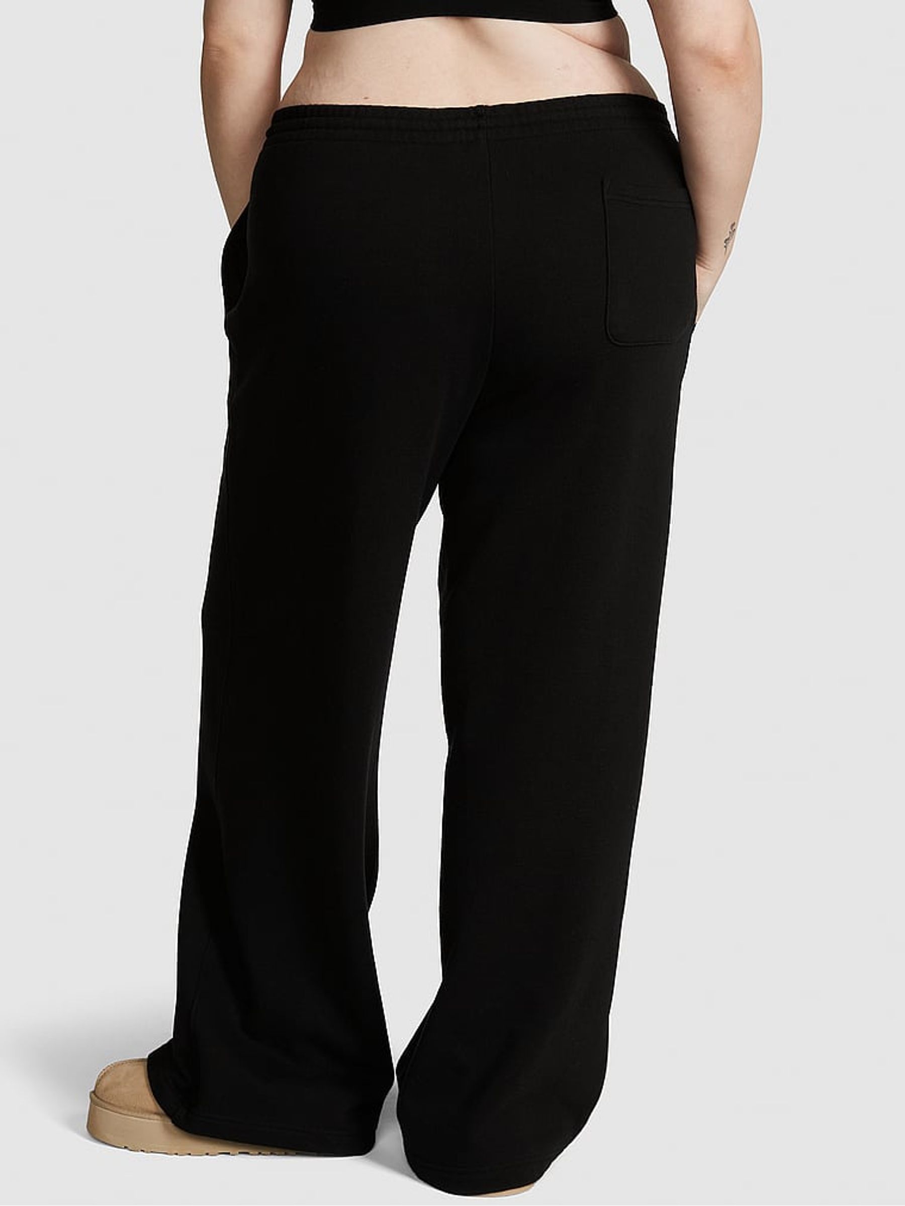 Pure Black Wide Leg Fleece Jogger - Image 2 of 4