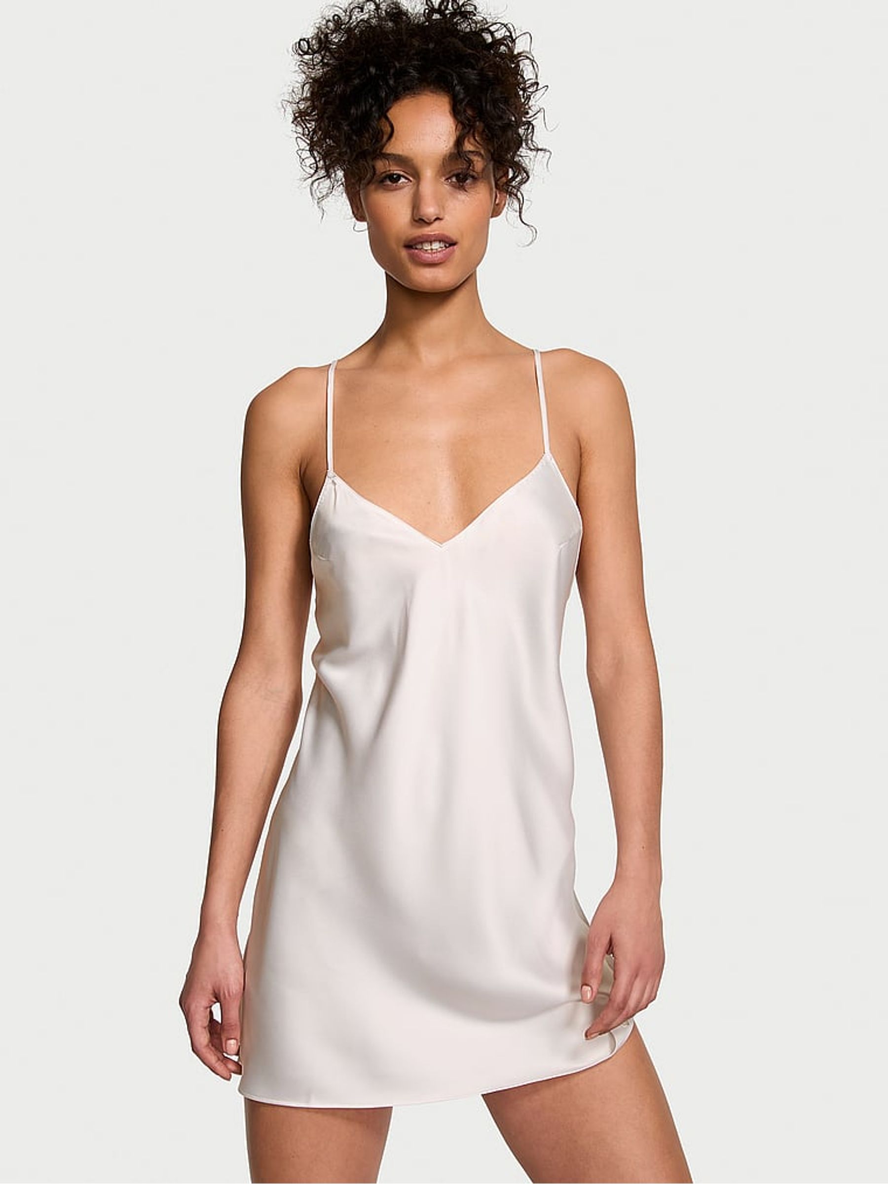 Coconut White Mini Satin Open Back Slip - Image 2 of 3