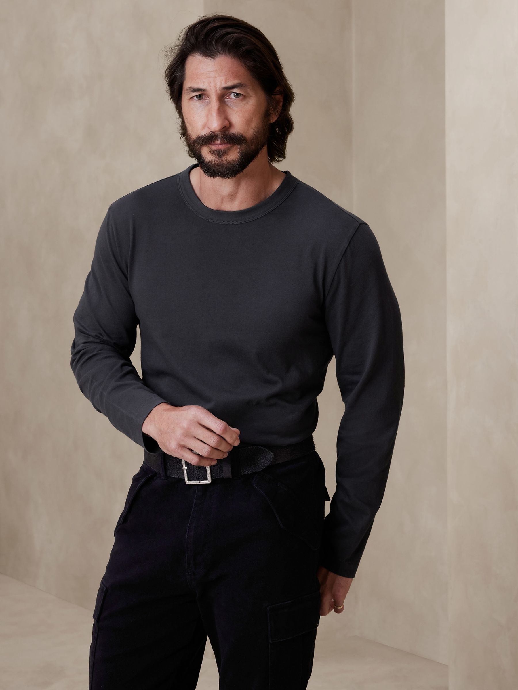 Banana Republic Black Soft Wash Long Sleeve T-Shirt - Image 1 of 1