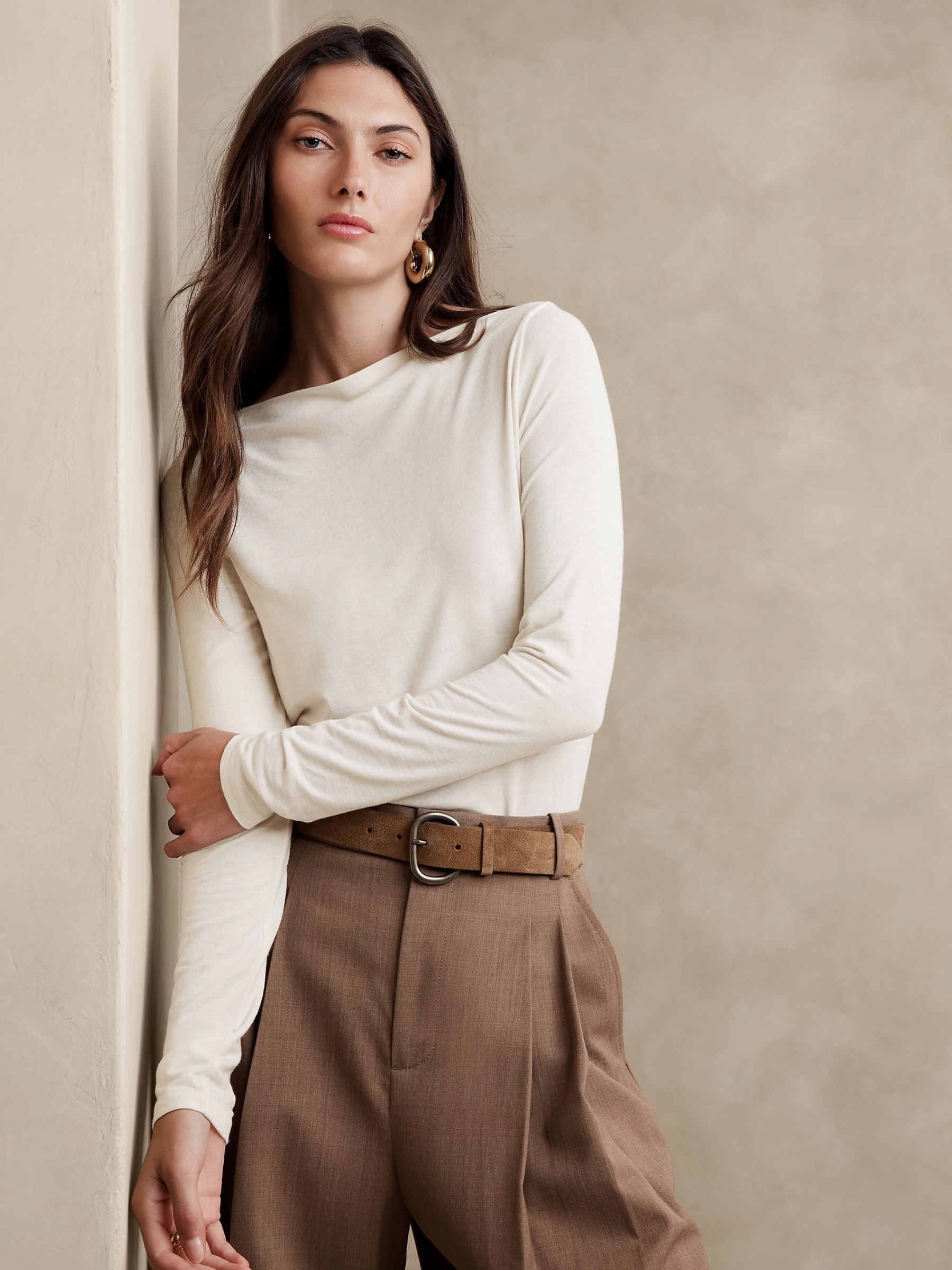 Banana Republic Cream Aleah Boatneck Top - Image 1 of 1