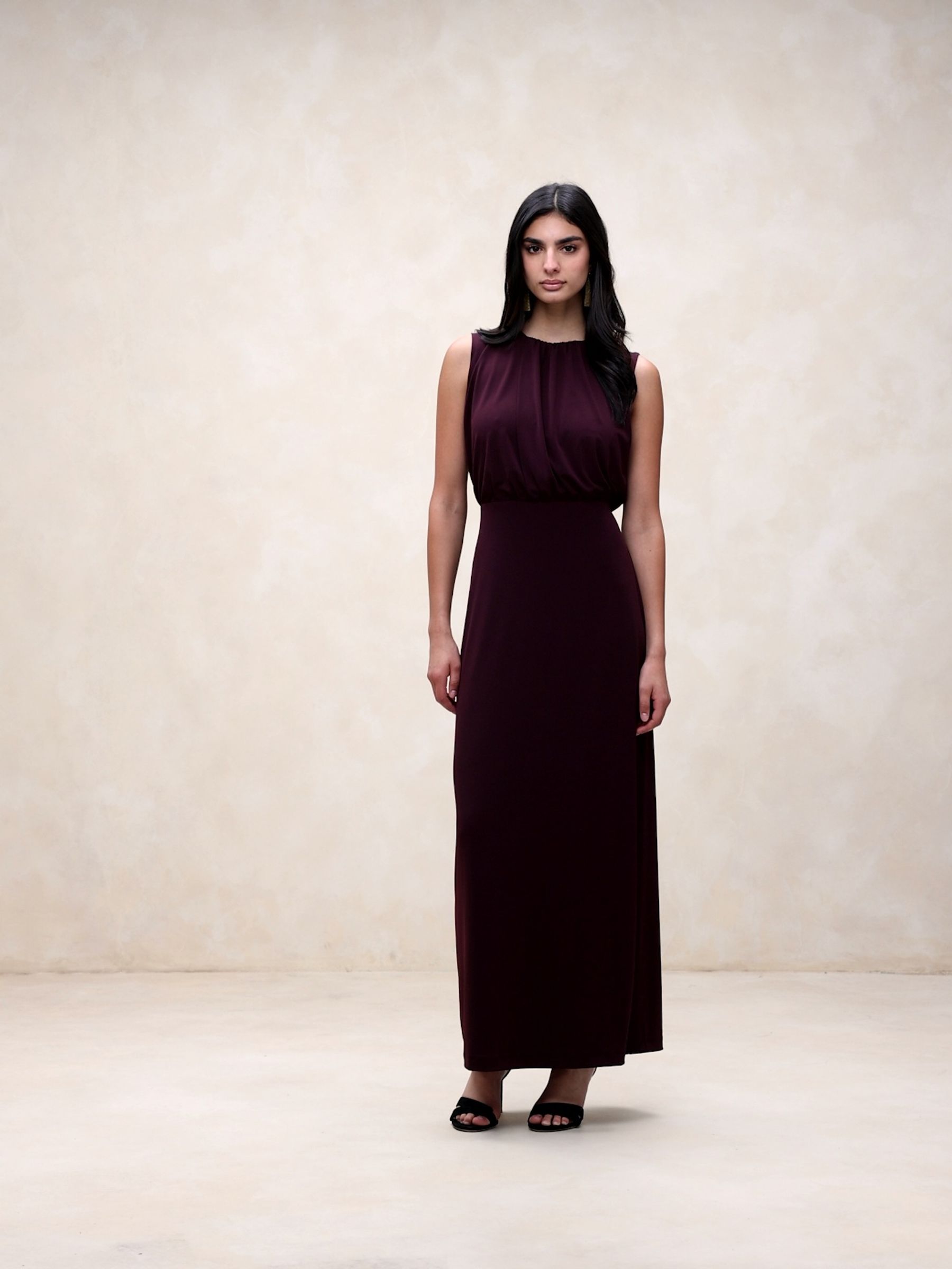 Banana Republic Burgundy Purple Aura Jersey Maxi Dress - Image 1 of 5