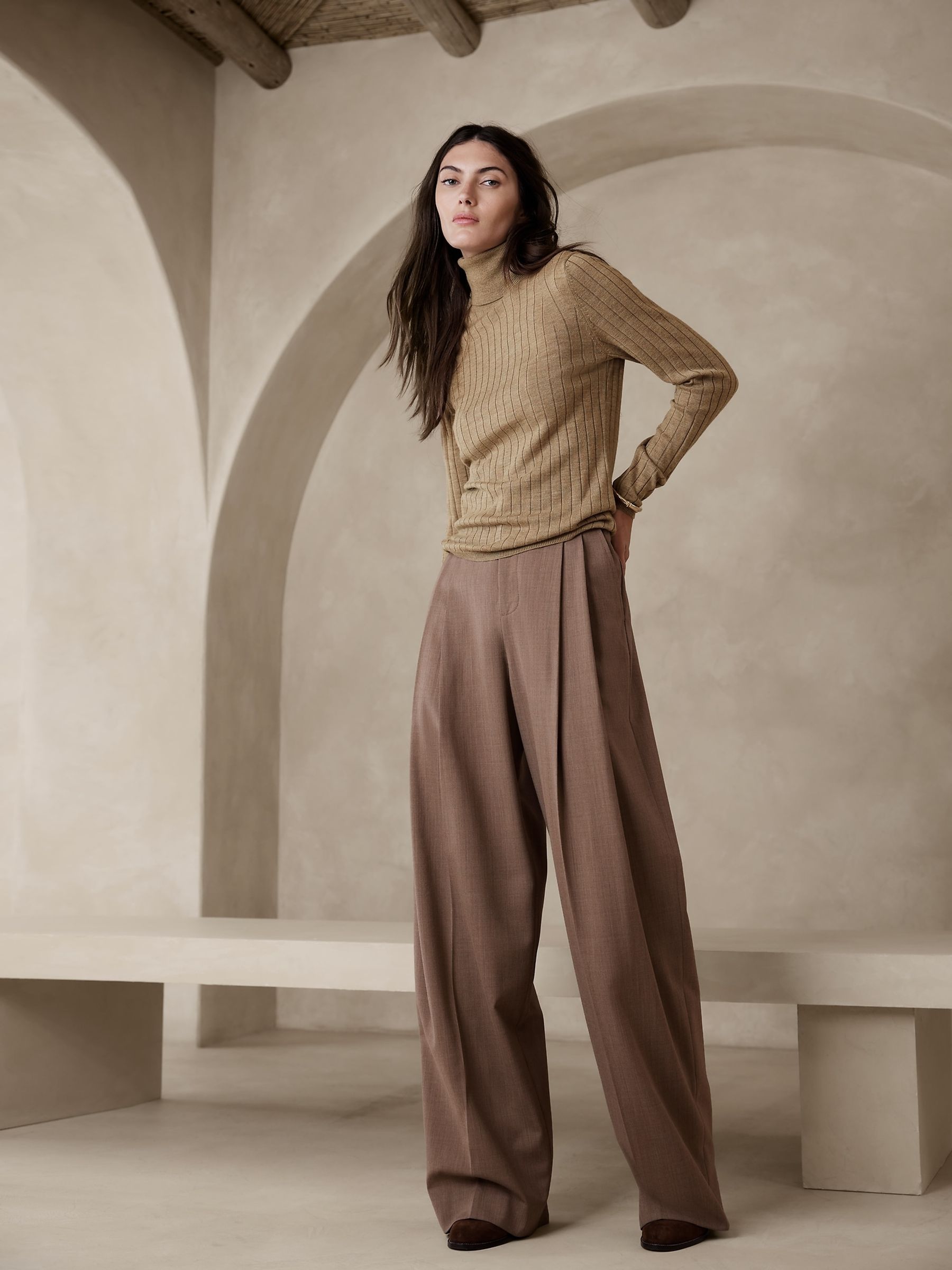 Banana Republic Beige Nezha Merino Turtleneck Jumper - Image 1 of 2