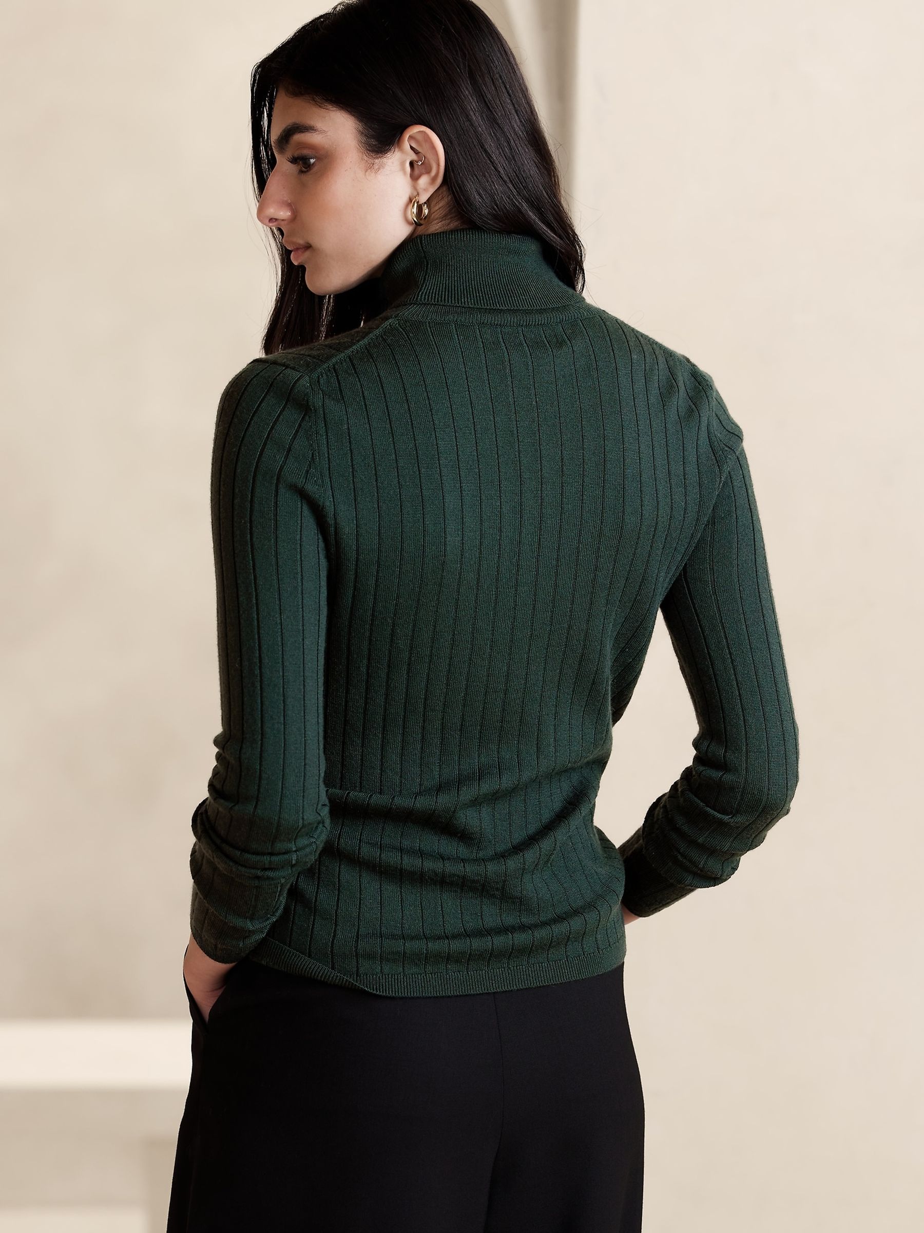 Banana Republic Green Nezha Merino Turtleneck Jumper - Image 2 of 4