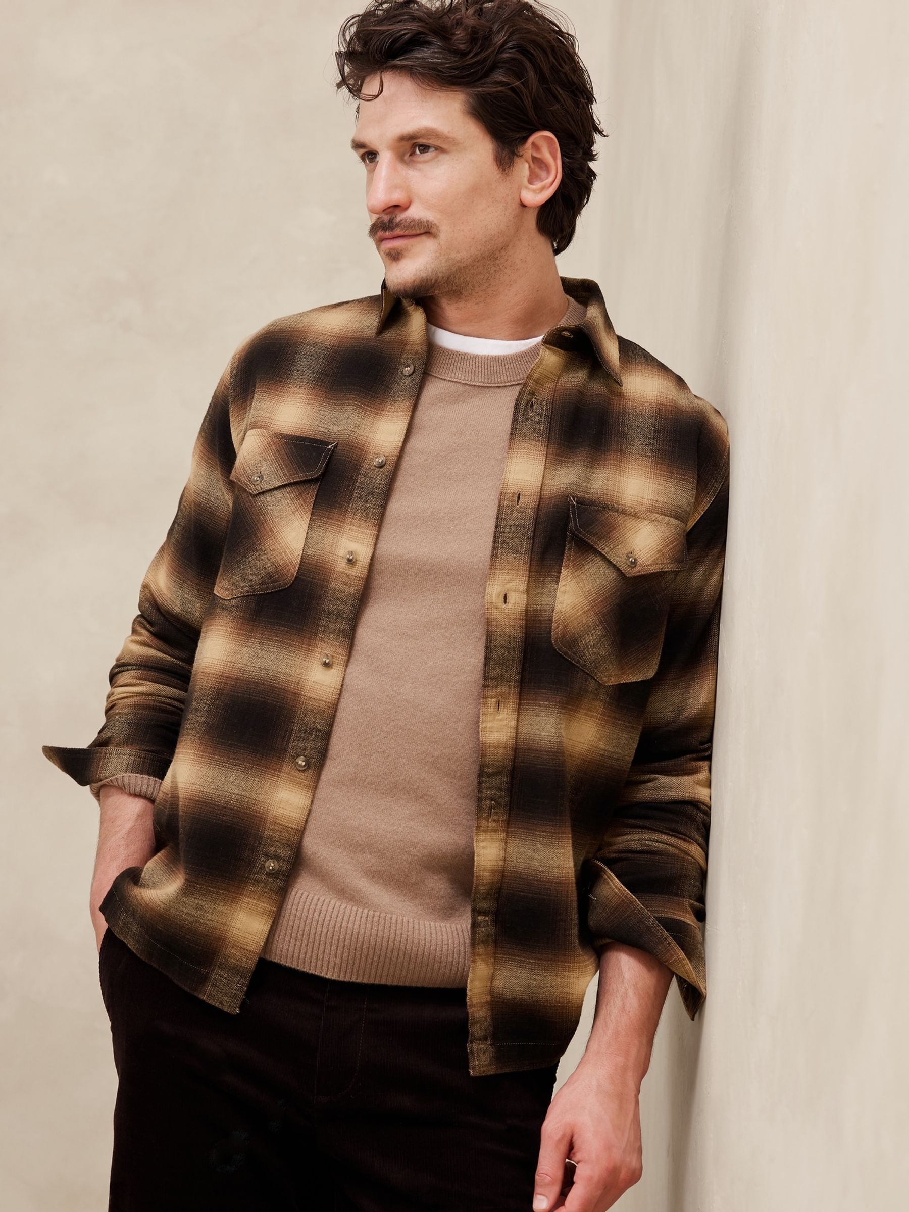 Banana Republic Yellow Emiliano Utility Shirt - Image 1 of 4