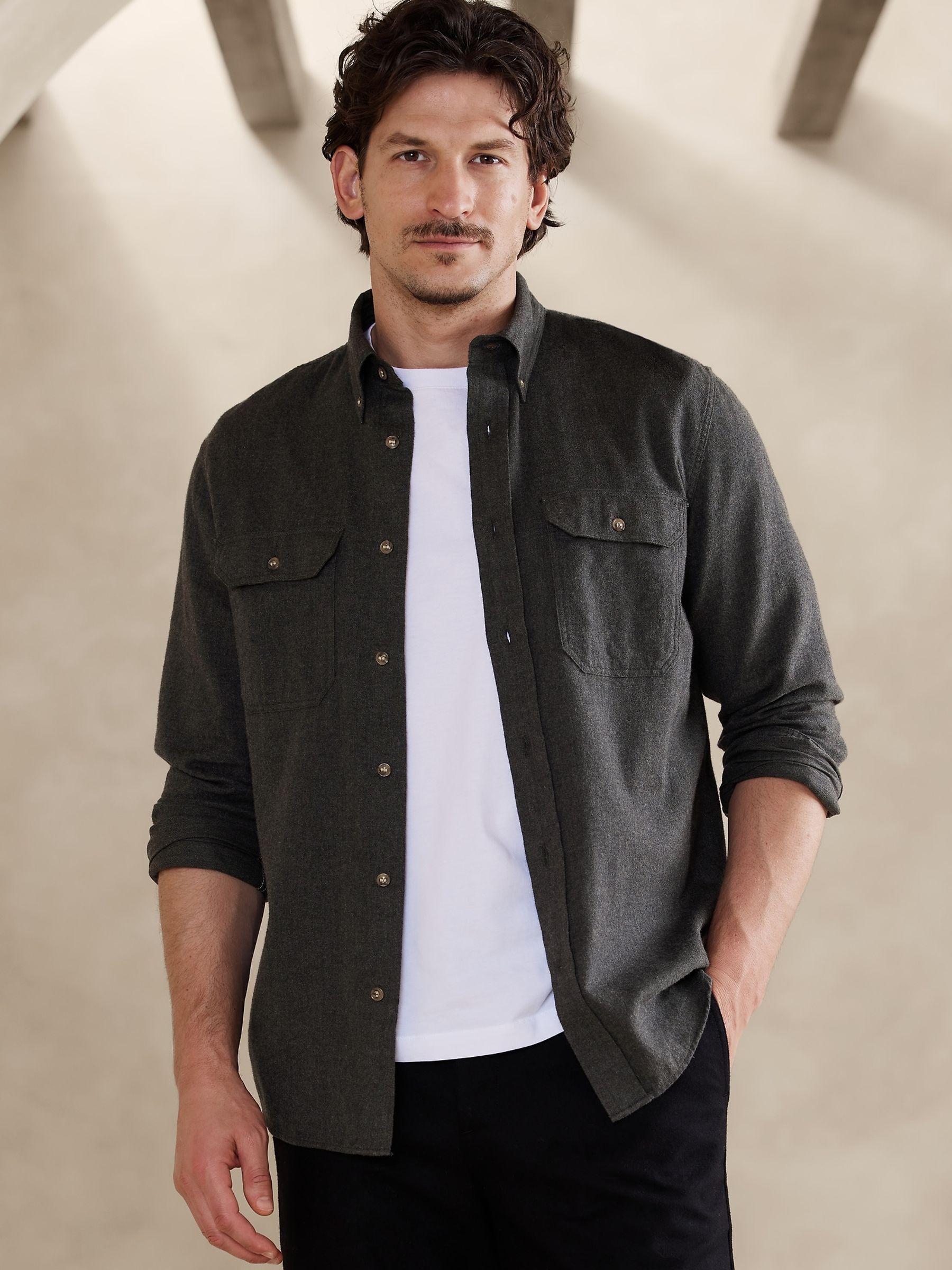 Banana Republic Grey Expedition Flannel Shirt - Image 1 of 4