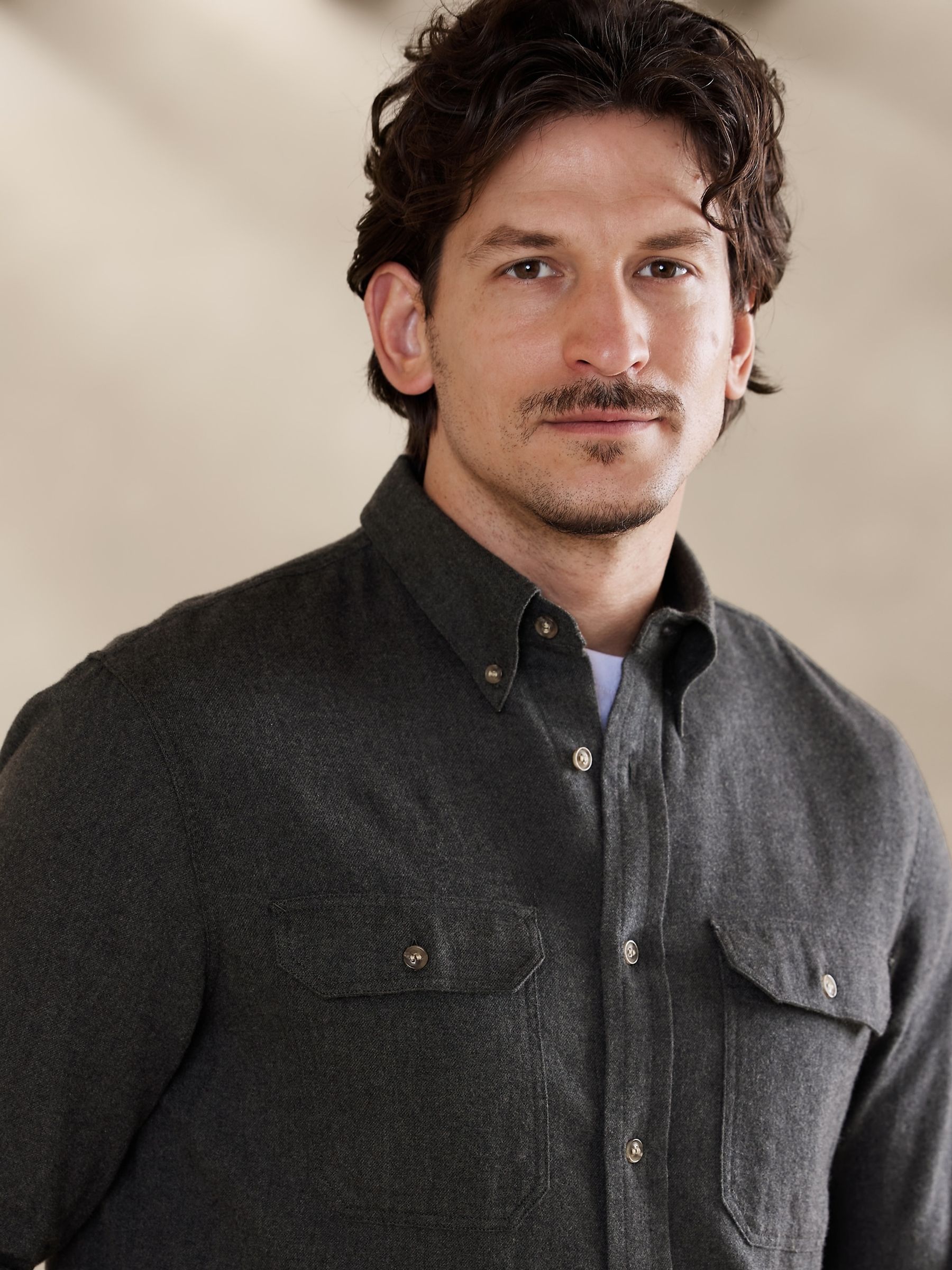 Banana Republic Grey Expedition Flannel Shirt - Image 3 of 4