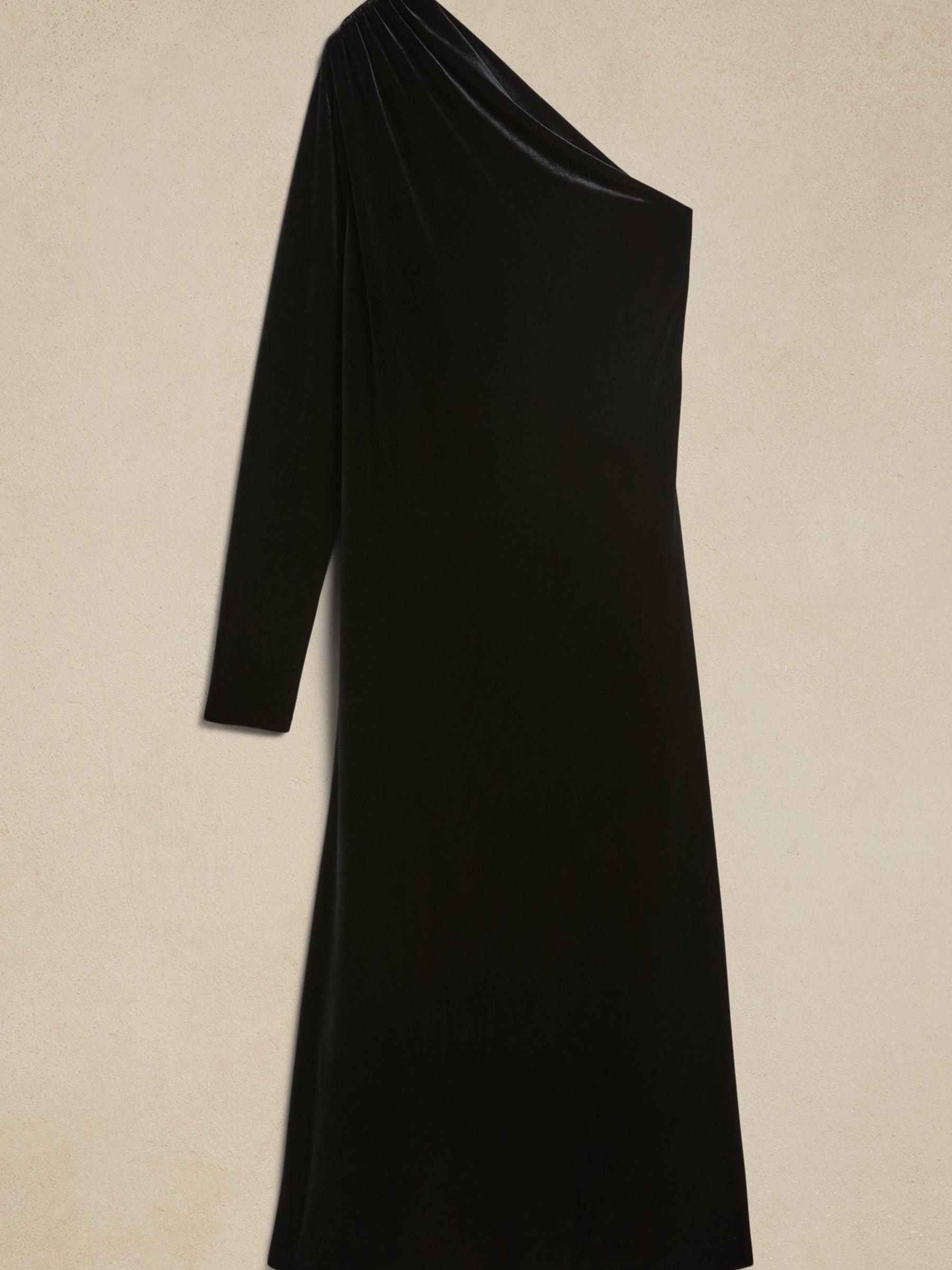 Banana Republic Black Blaire Velvet One-Shoulder Dress - Image 2 of 2