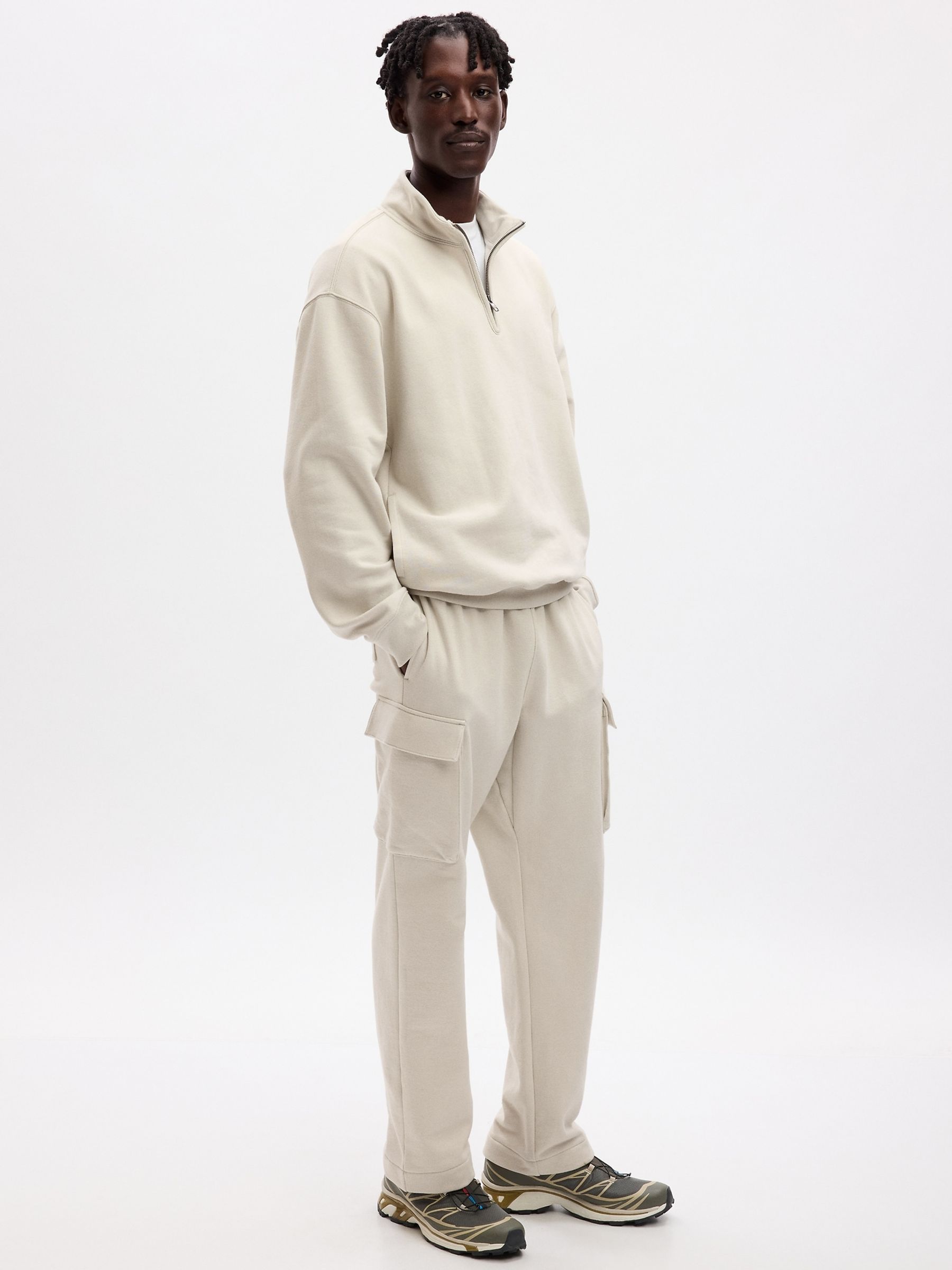 Cream Heavyweight Cargo Sweat Trousers | Gap