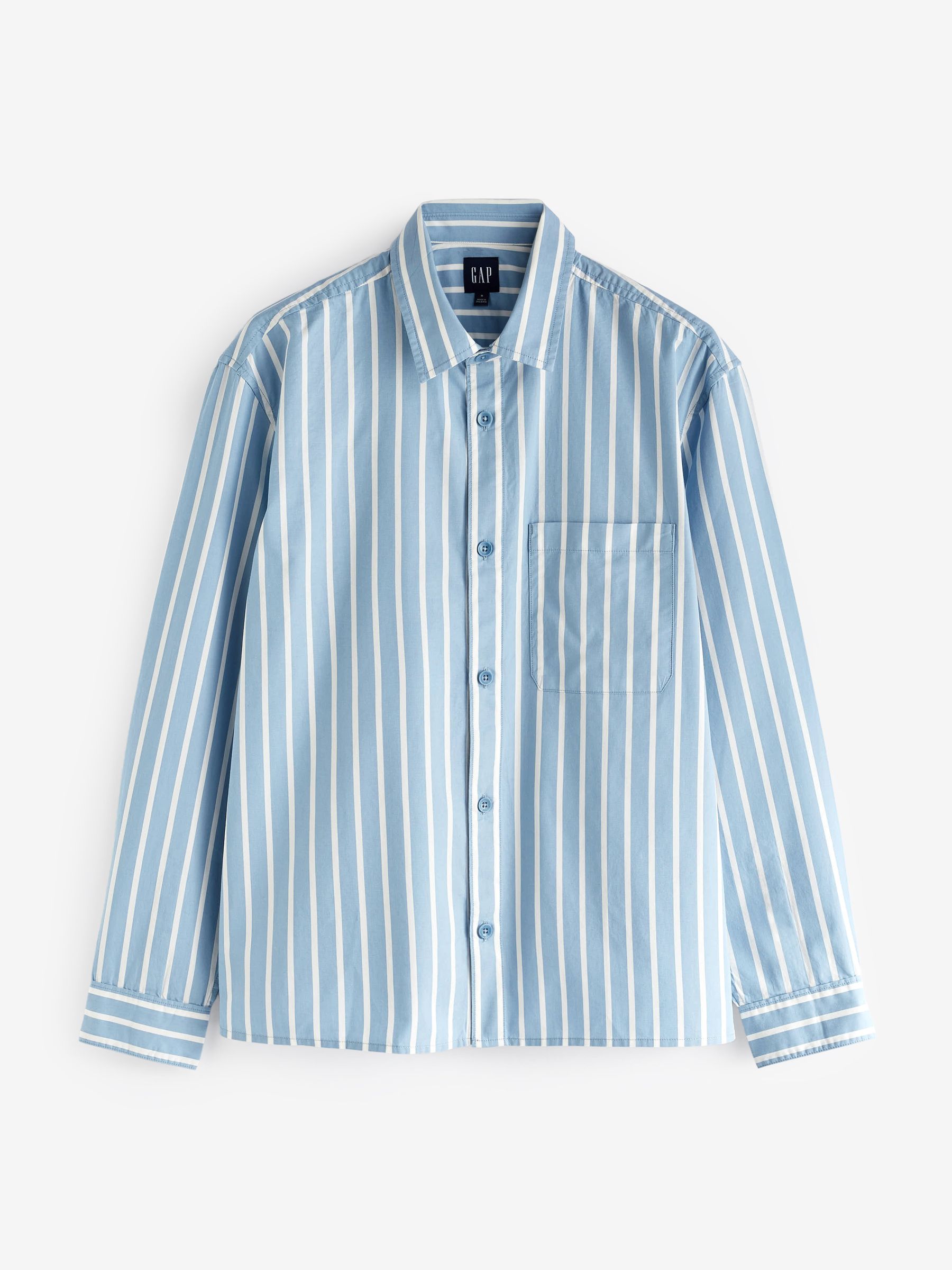 Blue Twill Relaxed Stripe Shirt - Image 1 of 3