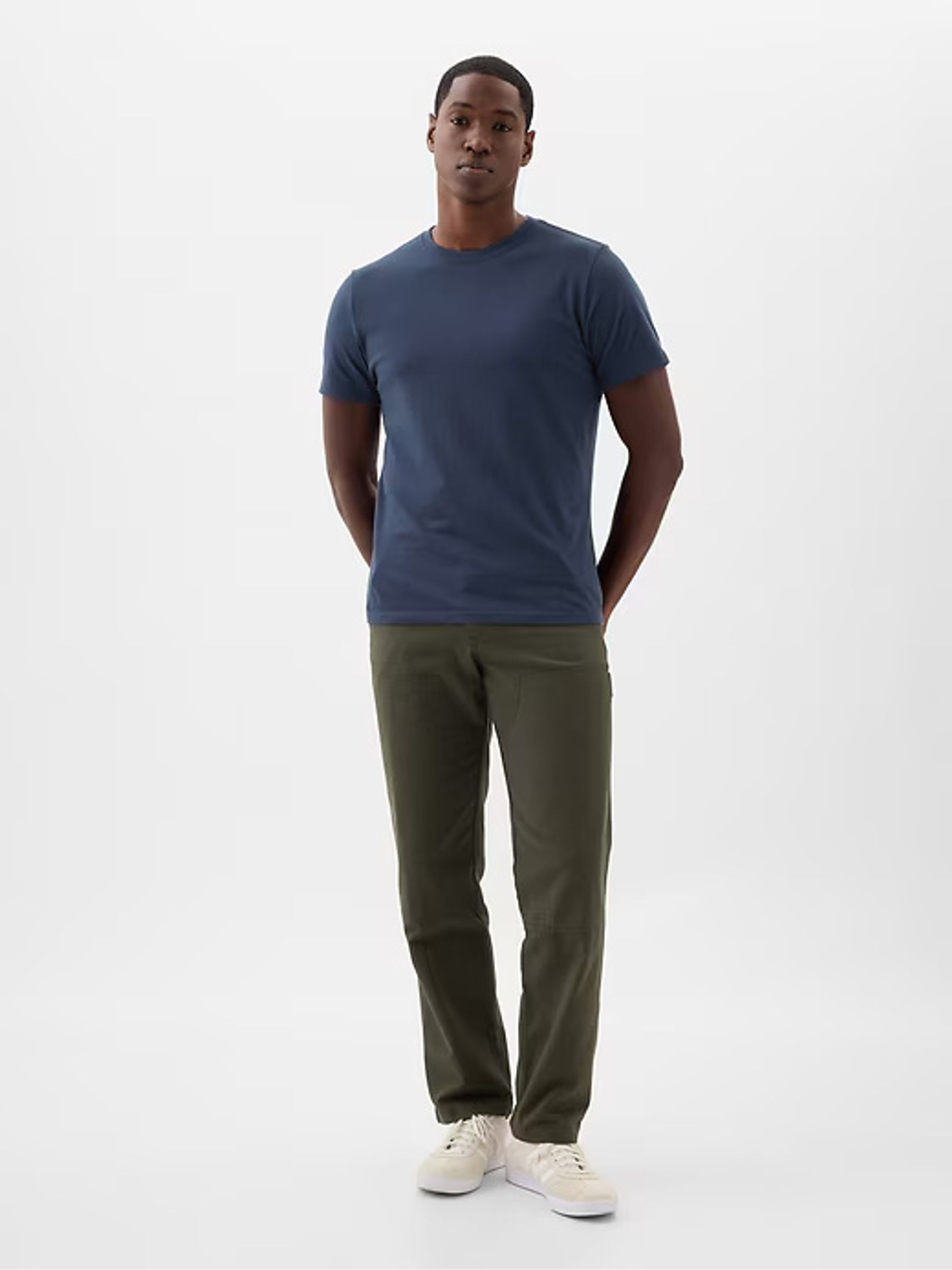 Navy Blue Short Sleeve Everyday 100% Cotton Crew Neck T-Shirt - Image 4 of 5