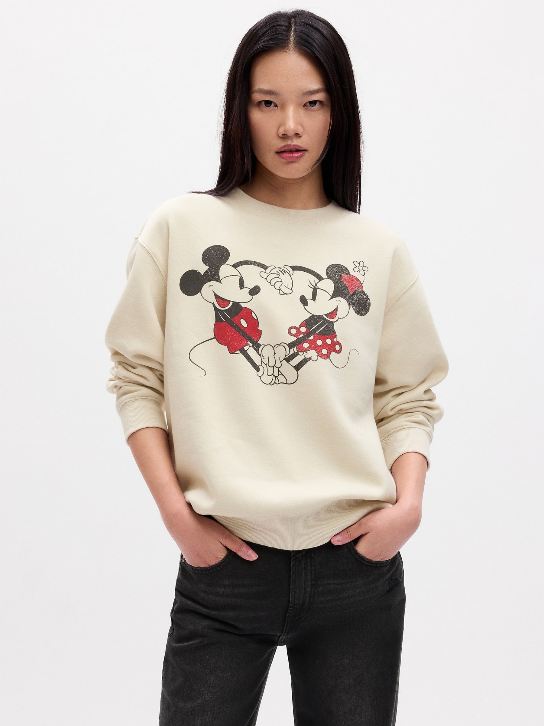Beige Disney Graphic Crew Neck Sweatshirt - Image 1 of 1