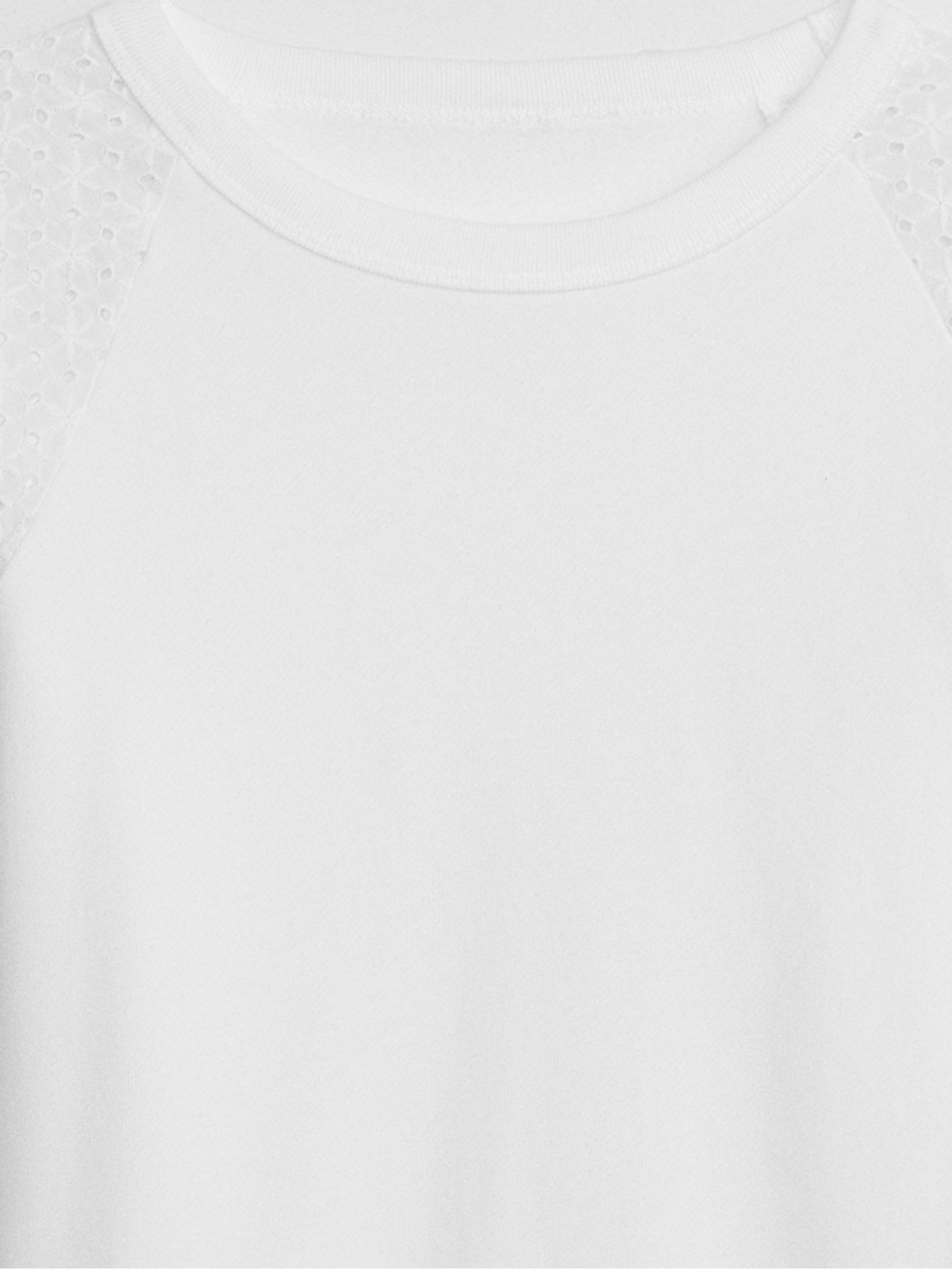White Relaxed Eyelet Crew Neck Long Sleeve Sweatshirt - Image 4 of 4