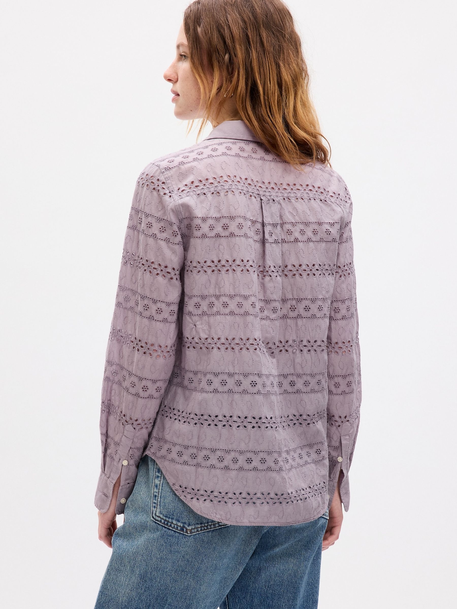 Purple Eyelet Perfect Long Sleeve Shirt - Image 2 of 2