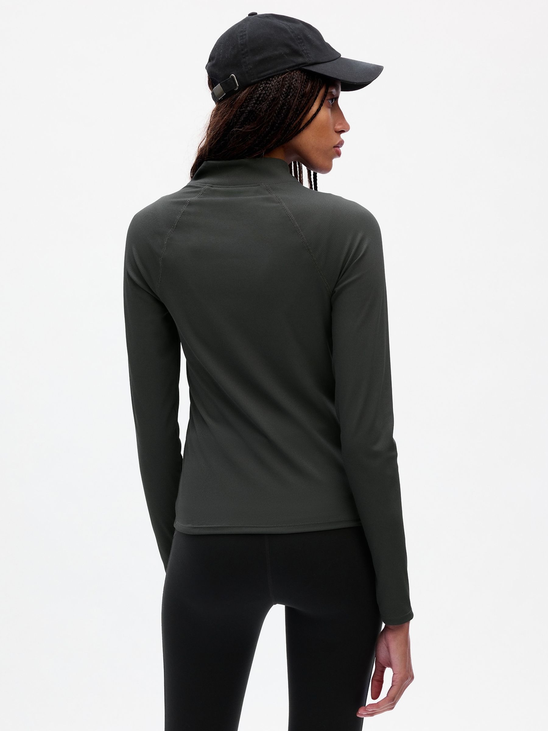 Grey Studio Rib Long Sleeve Quarter Zip Top - Image 2 of 2