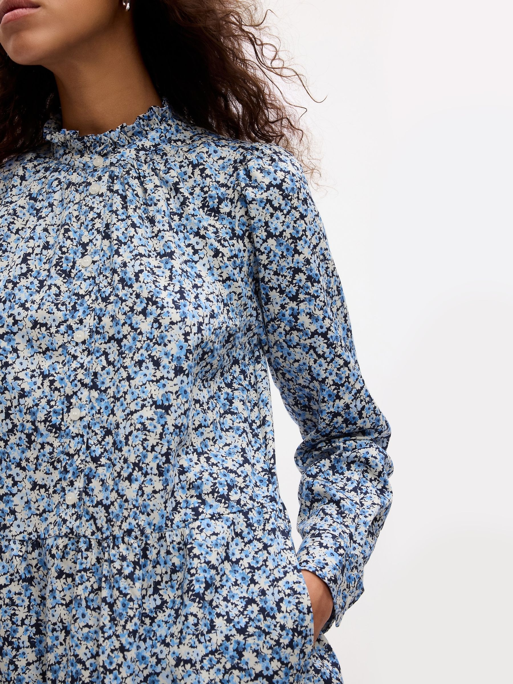 Blue Tiered Mini Shirtdress - Image 5 of 5