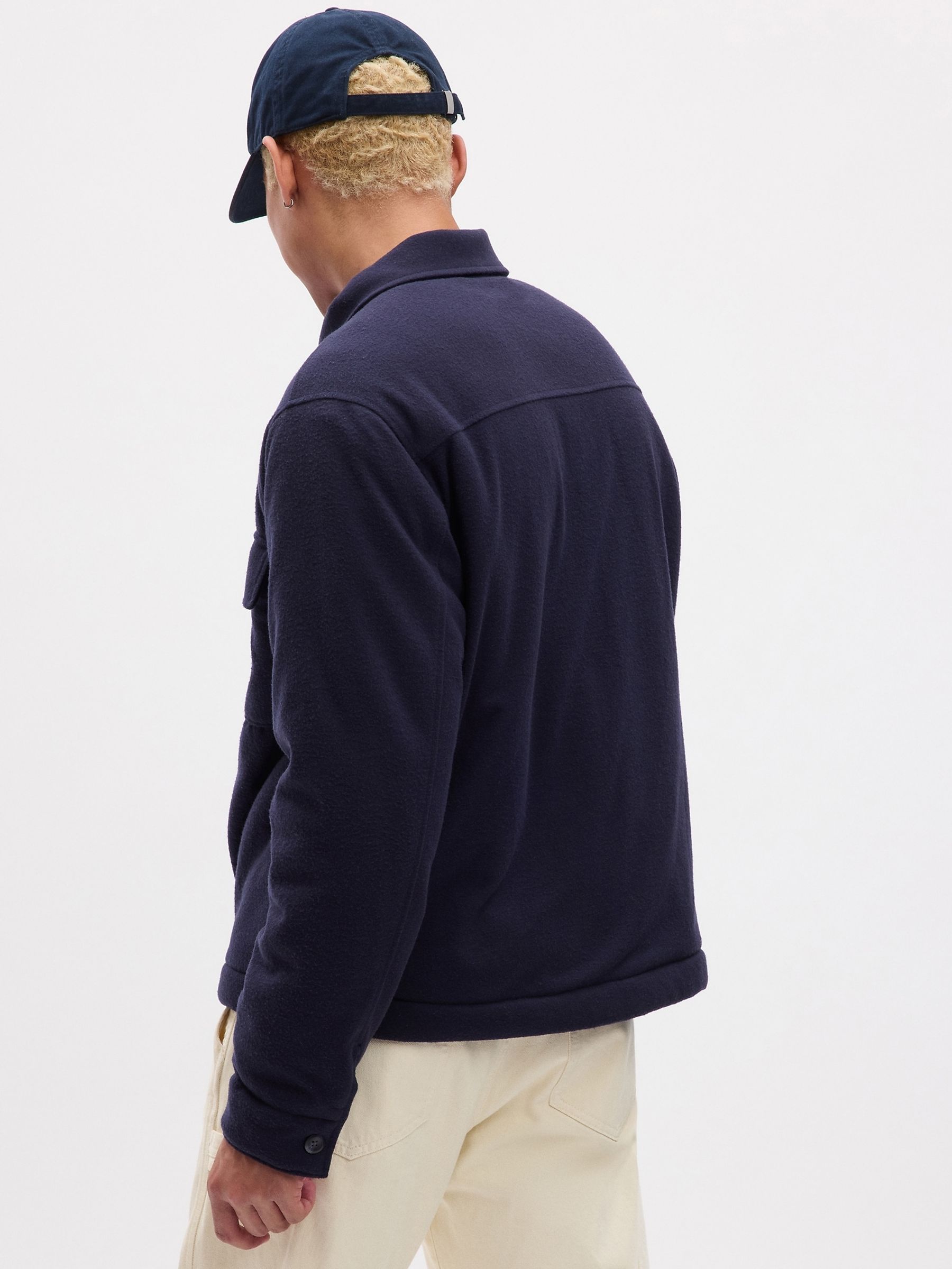 Navy Blue Fleece Lined Front Pocket Jacket - Image 2 of 4