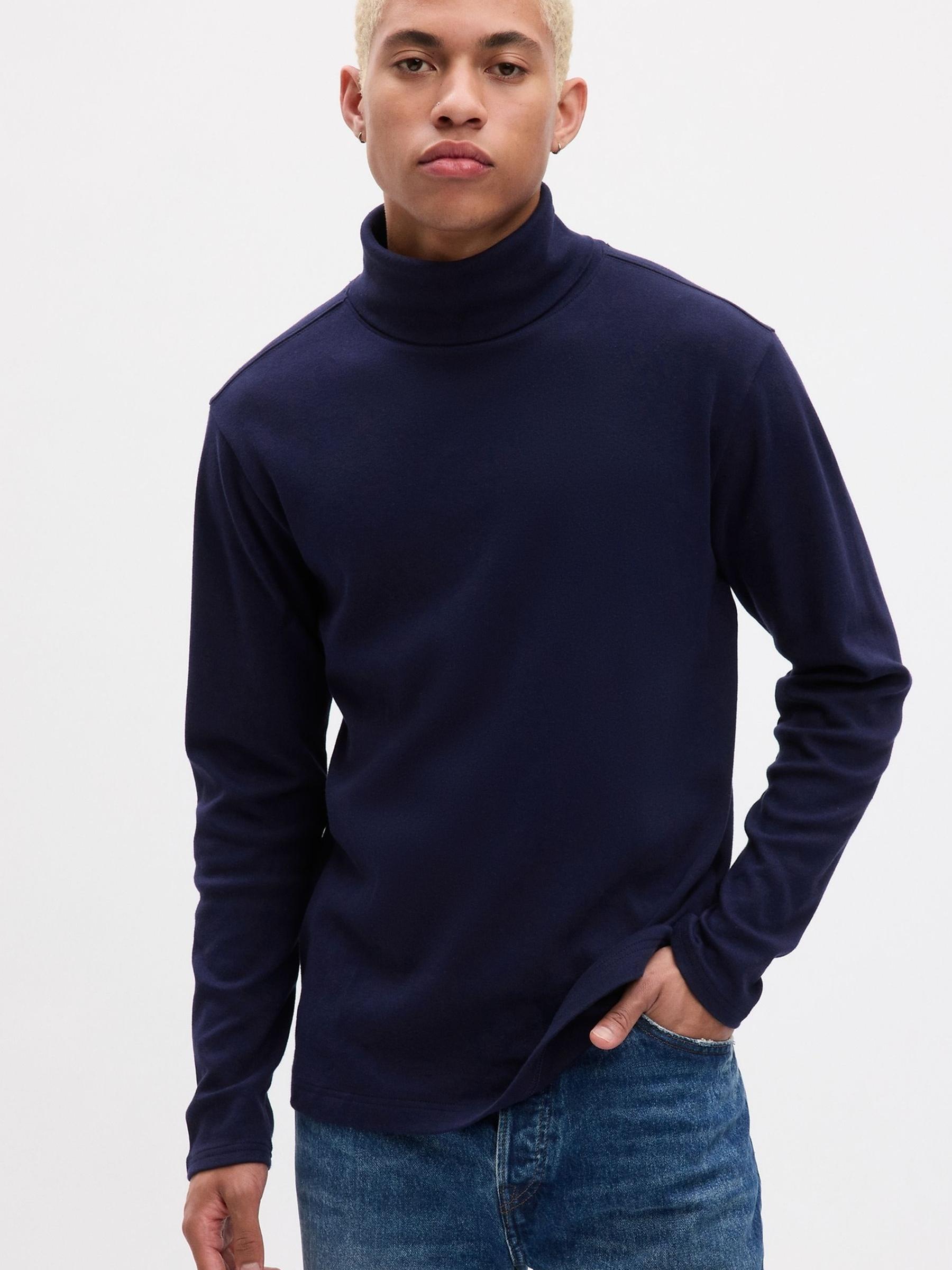 Blue Knit Turtle Neck Long Sleeve T-Shirt - Image 1 of 1